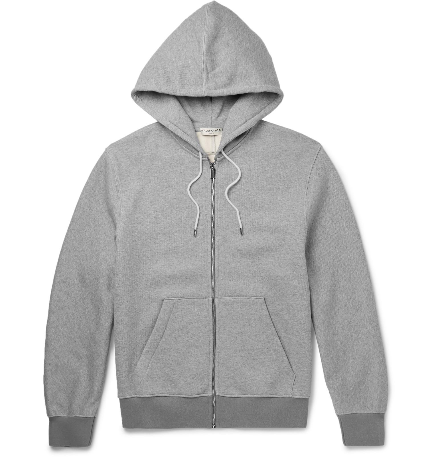 Balenciaga Fleece-back Cotton-jersey Zip-up Hoodie in Gray for Men | Lyst