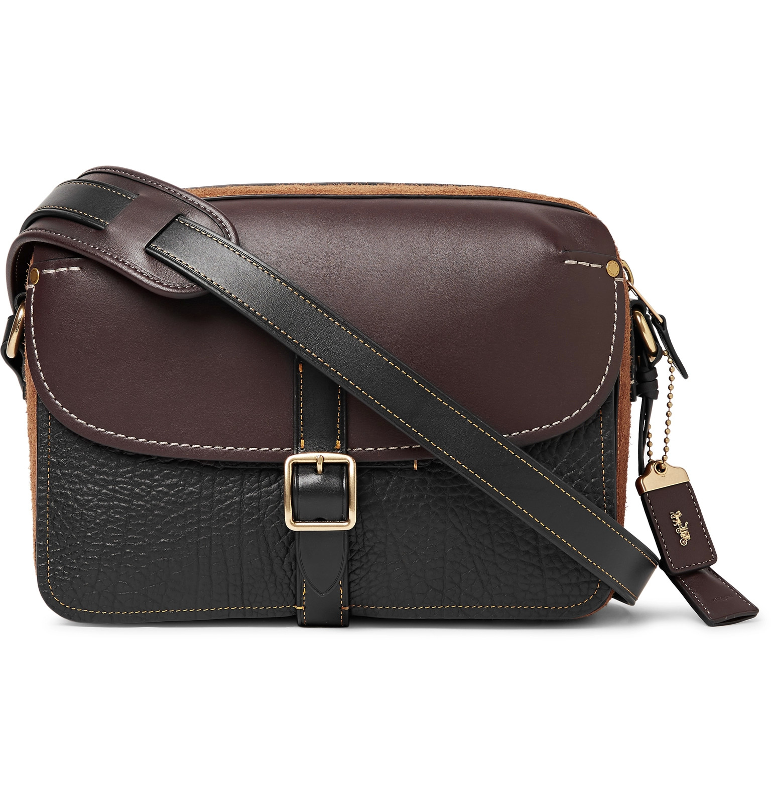 COACH Gotham Suede And Leather Messenger Bag in Black for Men - Lyst