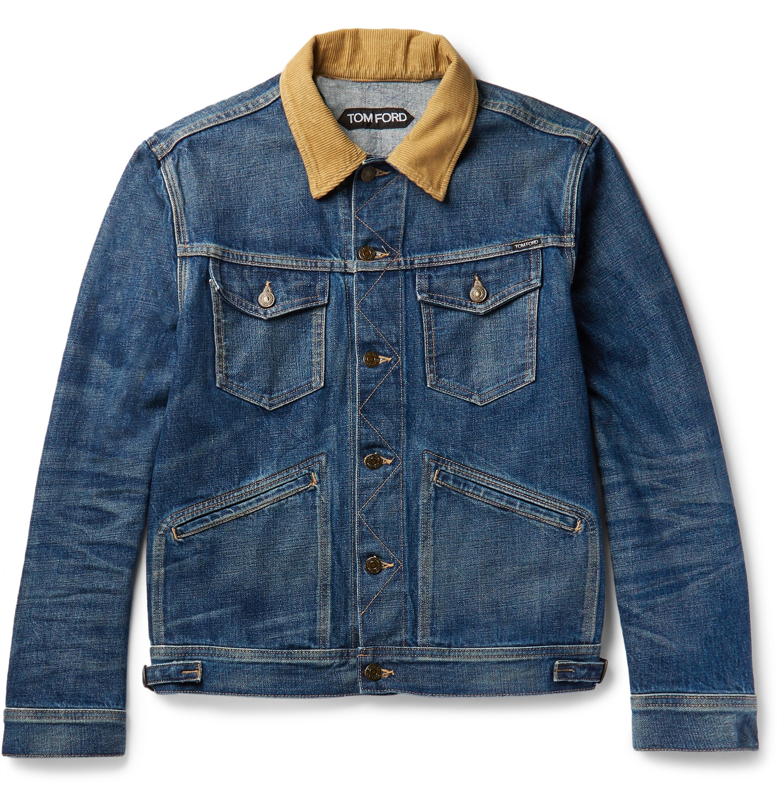 Tom ford Denim Corduroy-collar Jacket in Blue for Men | Lyst