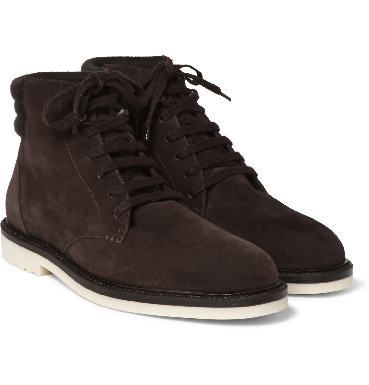 Lyst - Loro Piana Icer Walk Cashmere-trimmed Suede Boots in Brown for Men