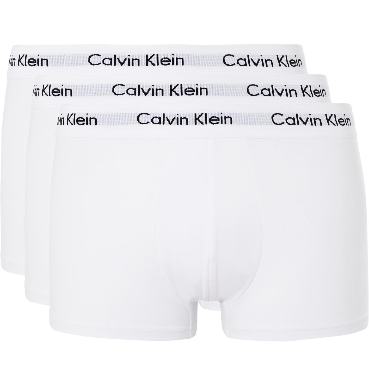 Calvin Klein Three-pack Low-rise Stretch-cotton Boxer Briefs in White ...