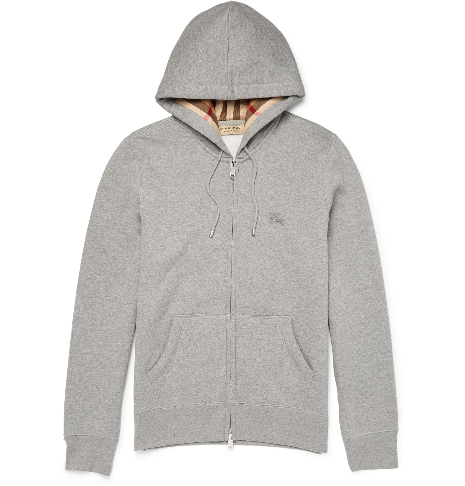 Burberry Slim-fit Cotton-blend Jersey Zip-up Hoodie in Grey for Men | Lyst