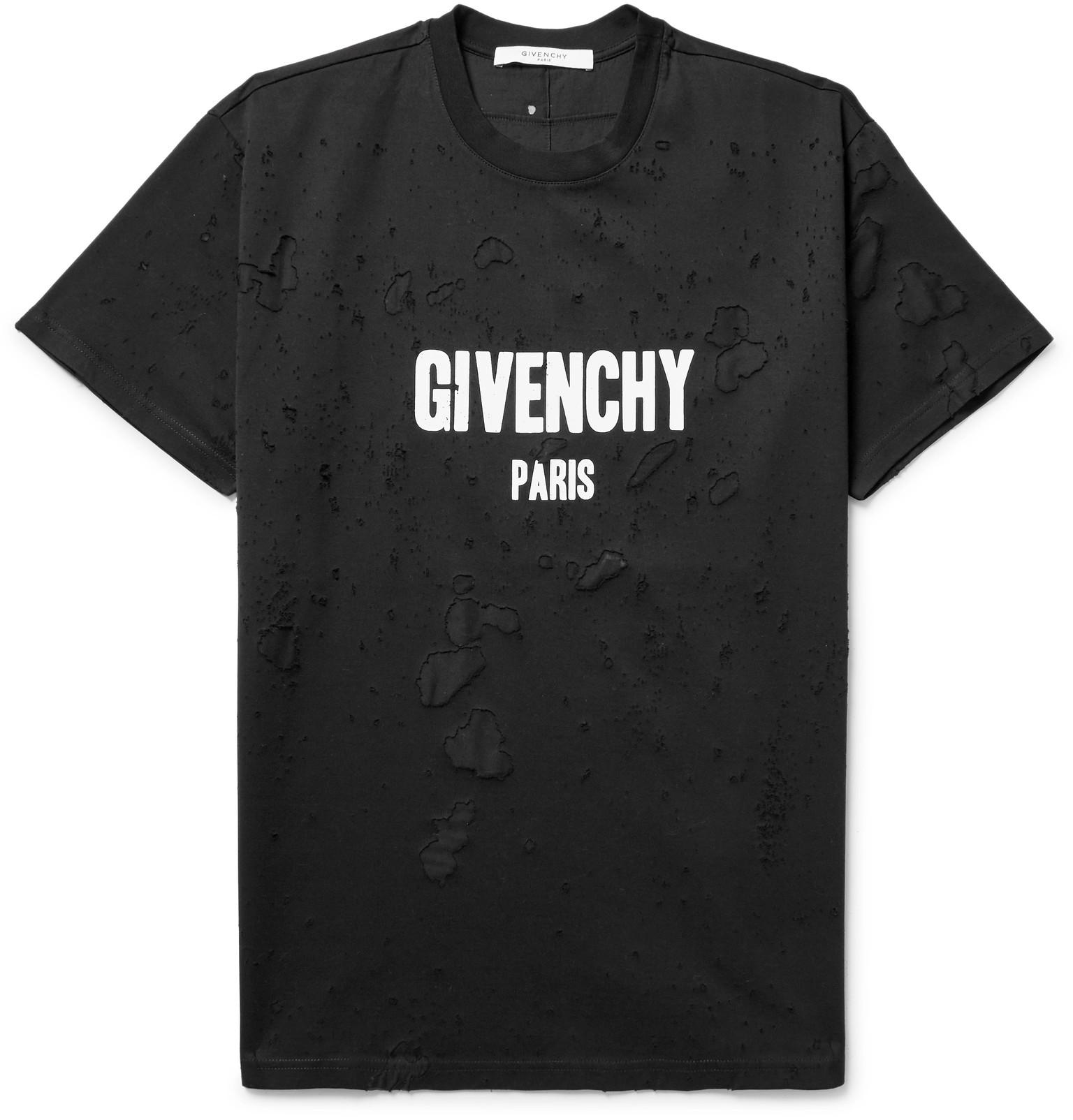 Givenchy Columbian-fit Flocked Cotton-jersey T-shirt in Black for Men ...