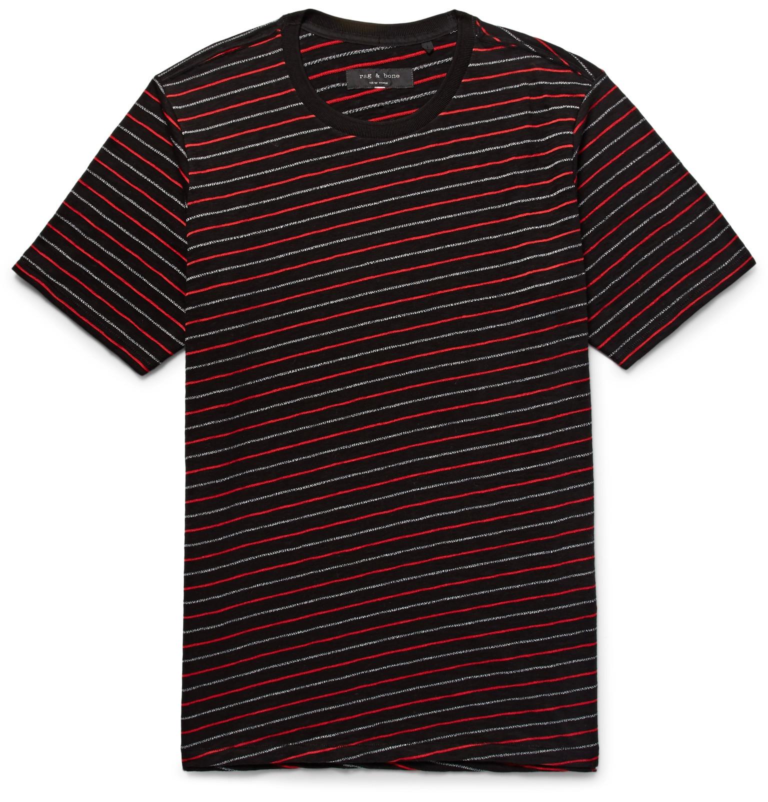 Lyst - Rag & Bone Colin Striped Cotton-blend Jacquard T-shirt in Black ...