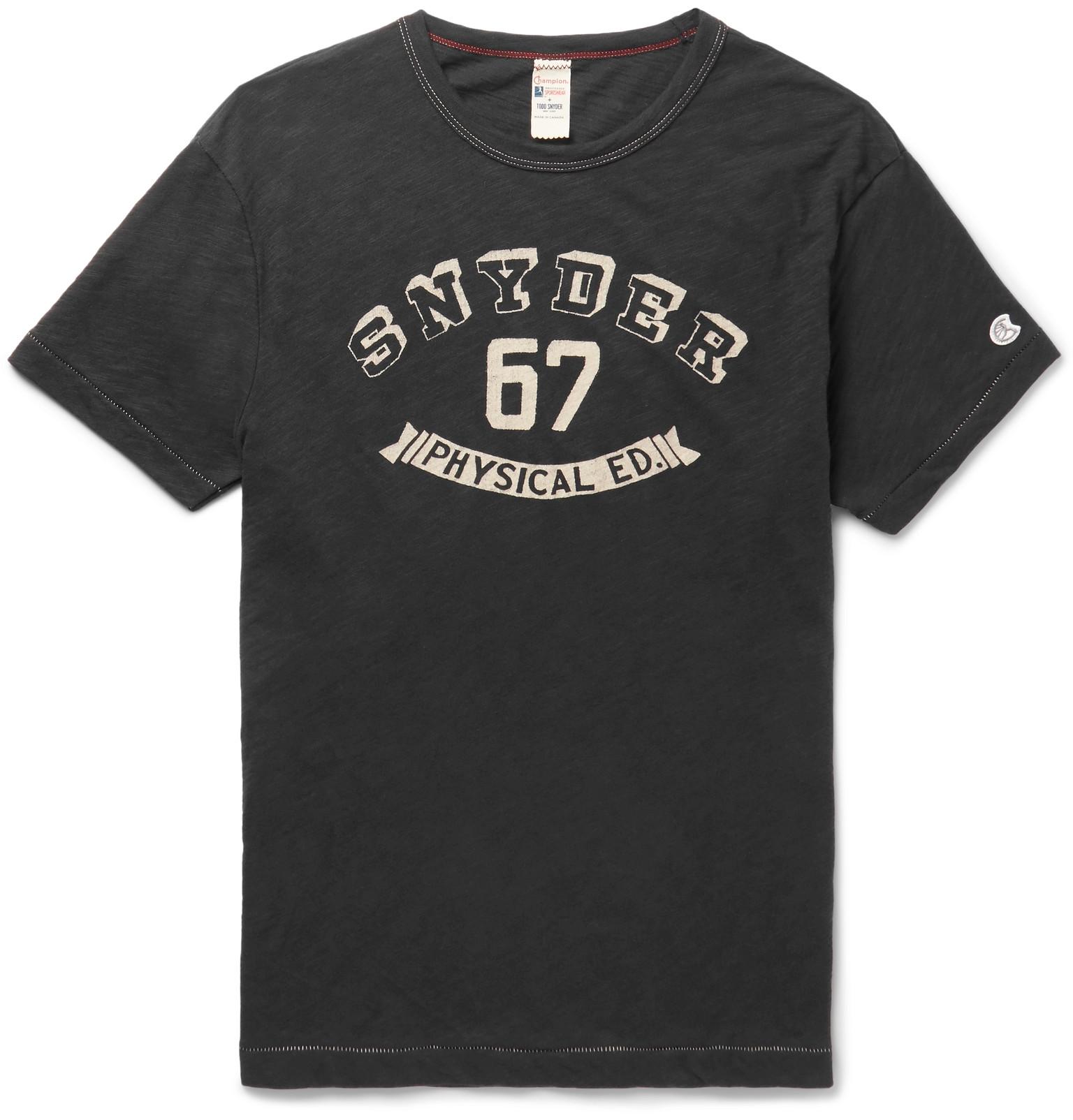 Lyst - Todd Snyder Slim-fit Printed Slub Cotton-jersey T-shirt in Black ...