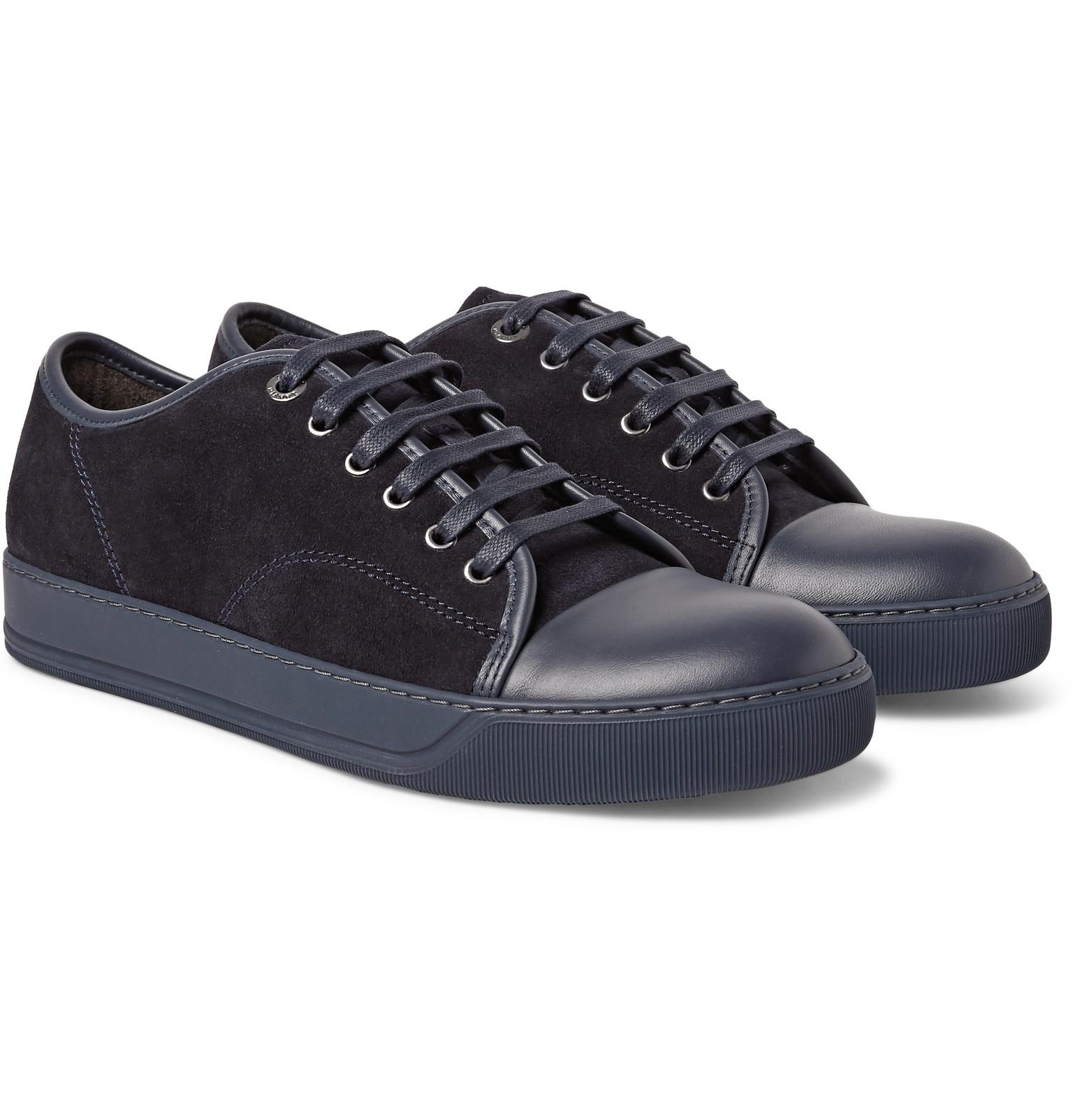 Lyst - Lanvin Cap-toe Suede And Leather Sneakers in Blue for Men