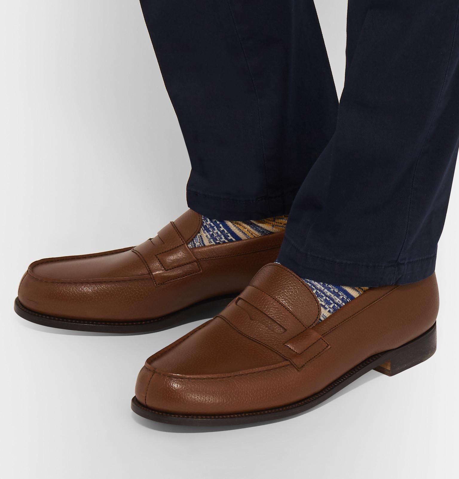 Lyst - J.M. Weston 180 The Moccasin Grained-leather Loafers in Brown ...