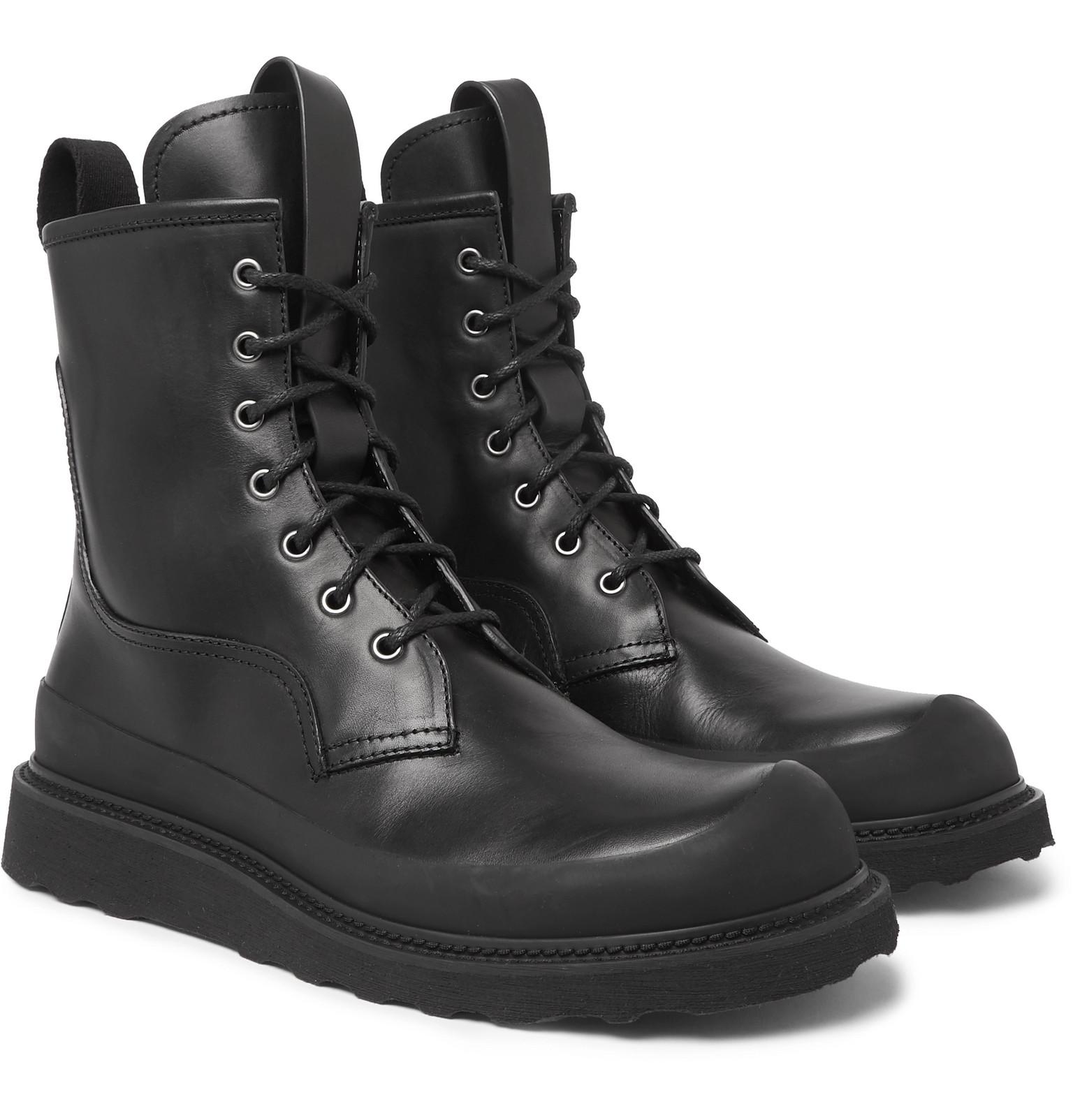 Bottega Veneta Leather Lace-up Work Boots in Black for Men - Lyst