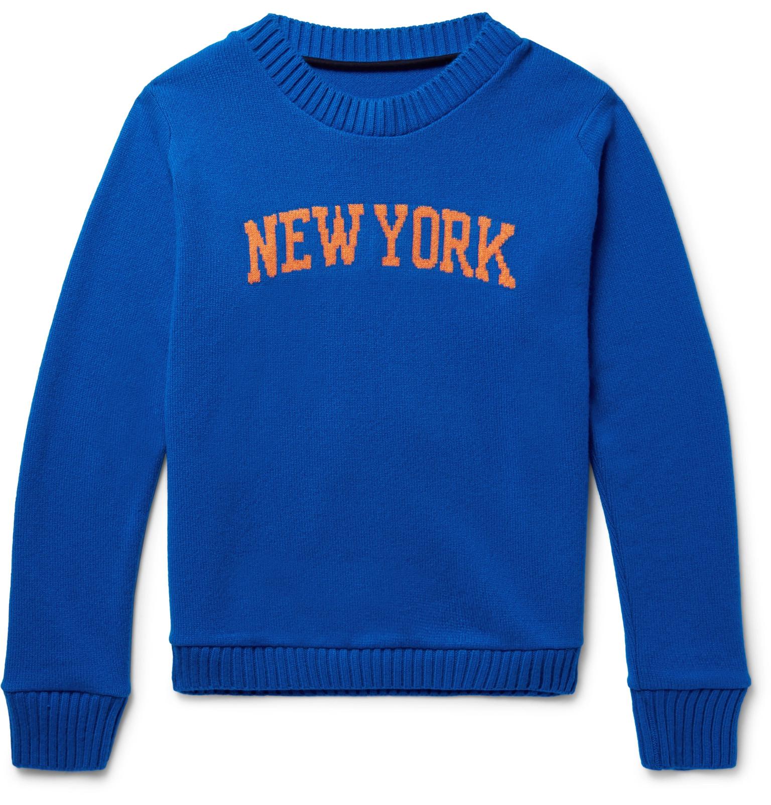 Lyst - The Elder Statesman + Nba Knicks Intarsia Cashmere Sweater in ...