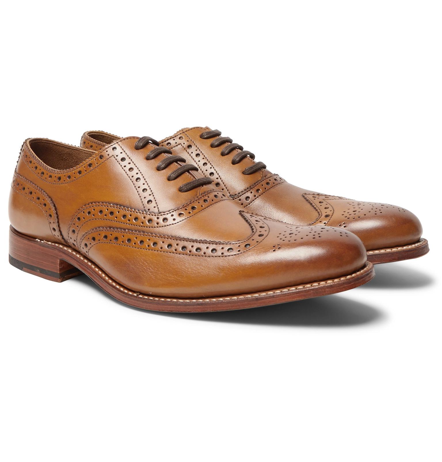 Grenson Dylan Leather Wingtip Brogues in Brown for Men - Lyst