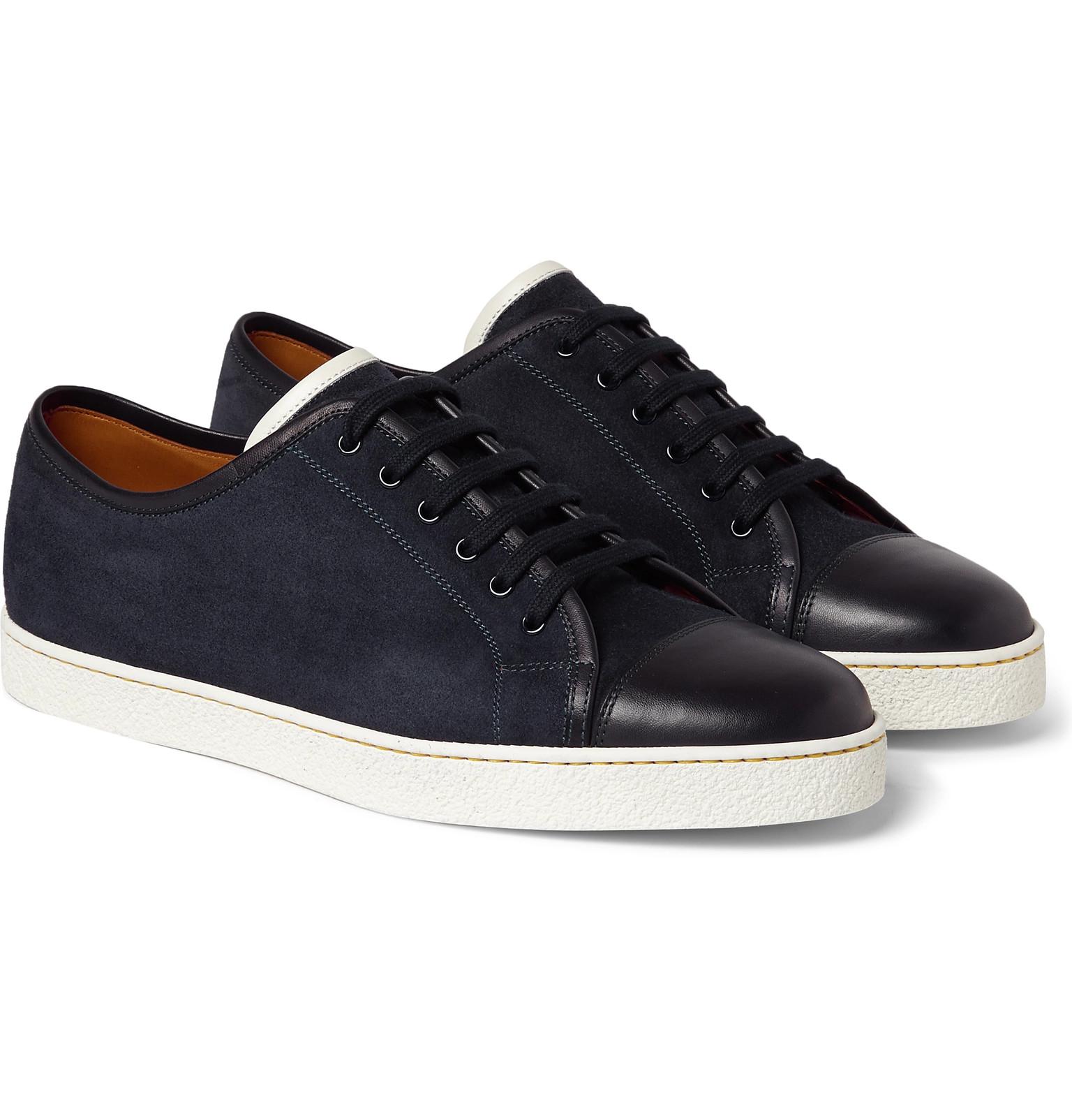 Lyst - John Lobb Levah Suede And Leather Sneakers in Blue for Men