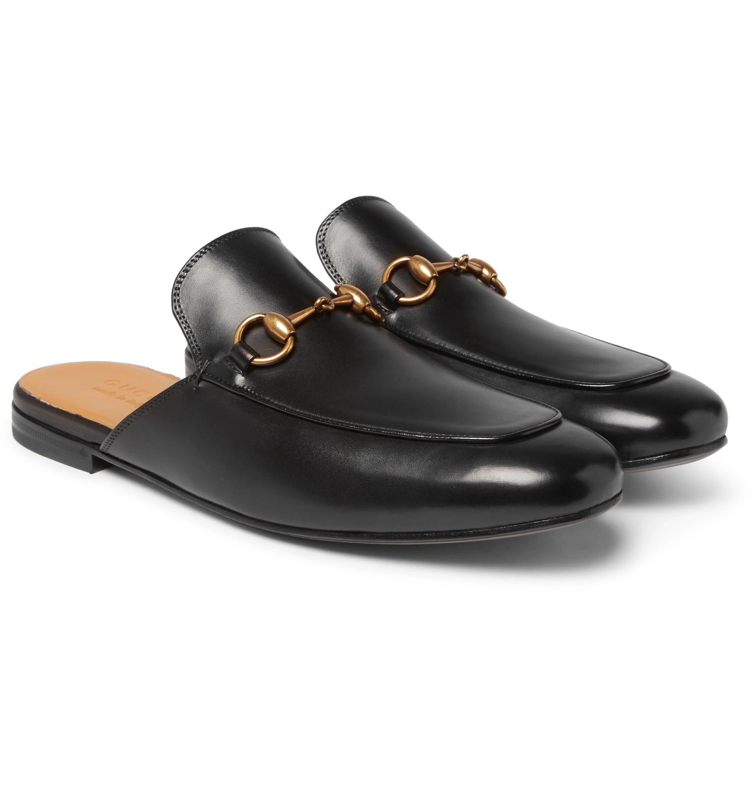 Lyst - Gucci Kings Horsebit Leather Backless Loafers in Black for Men