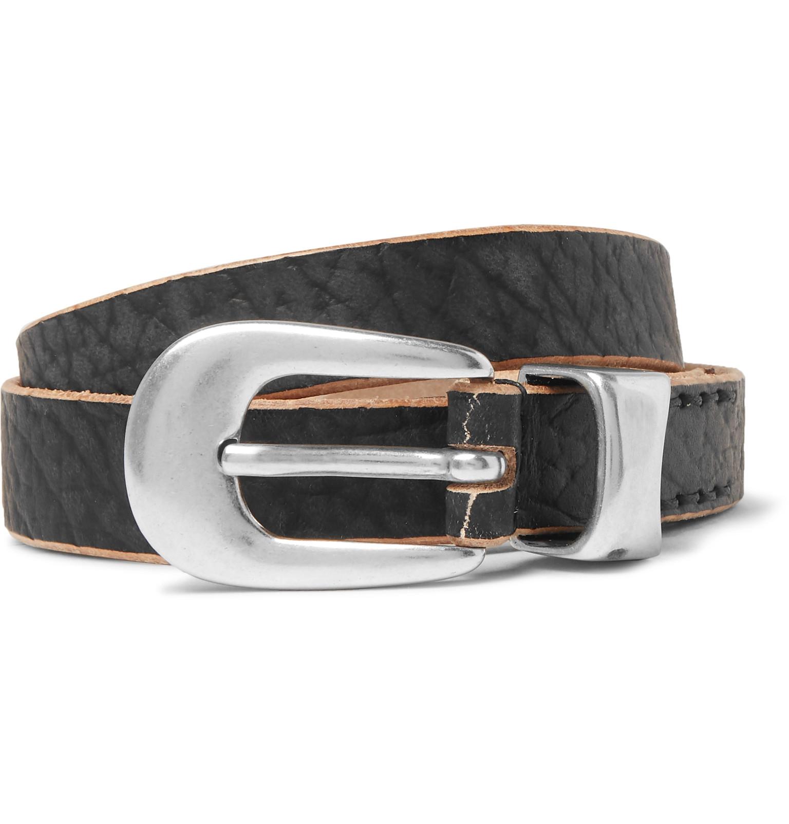 Our Legacy 2cm Black Distressed Leather Belt in Black for Men - Lyst