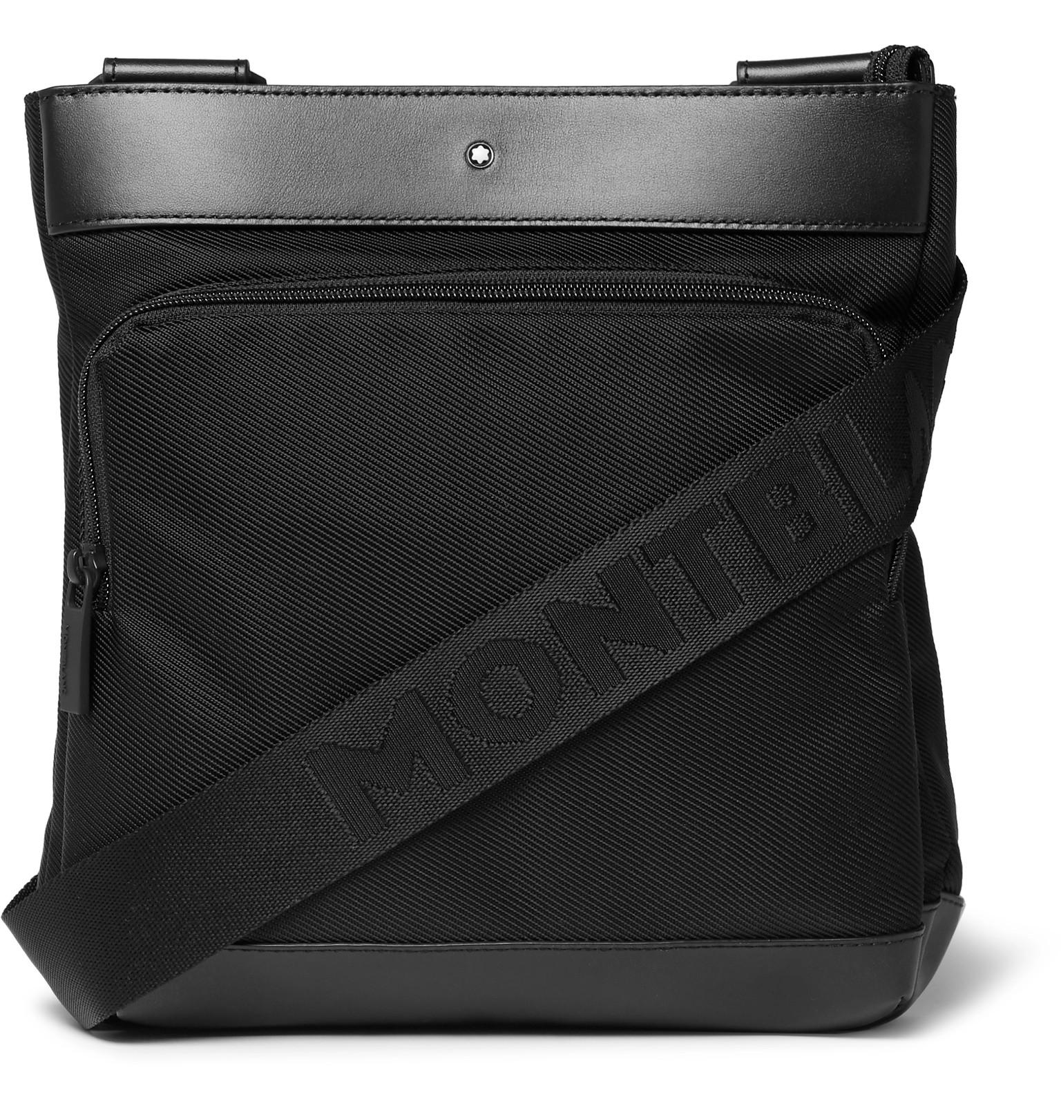 Montblanc Nightflight Leathertrimmed Nylon Messenger Bag in Black for