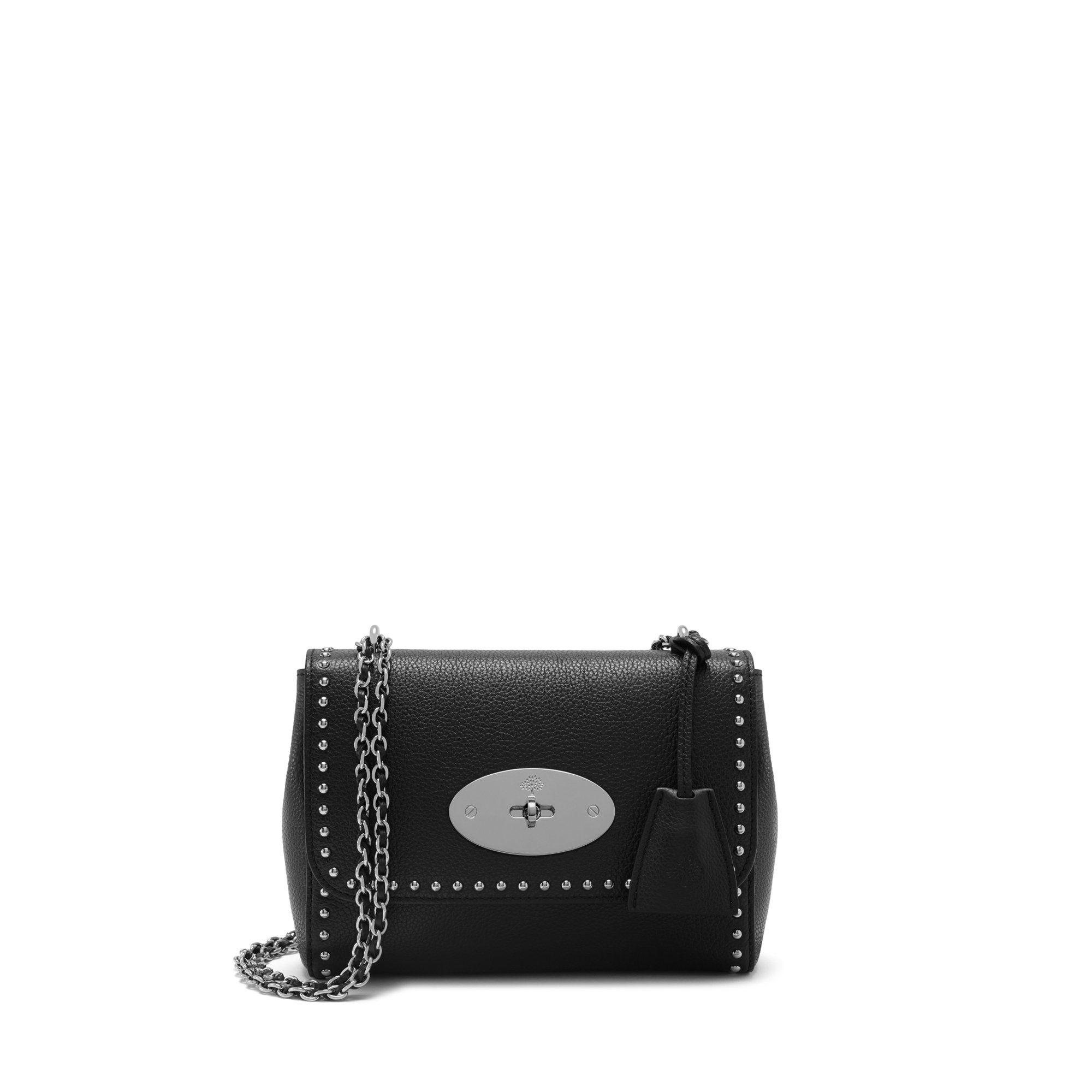 Mulberry Lily In Black Small Classic Grain With Rivets in Black - Lyst