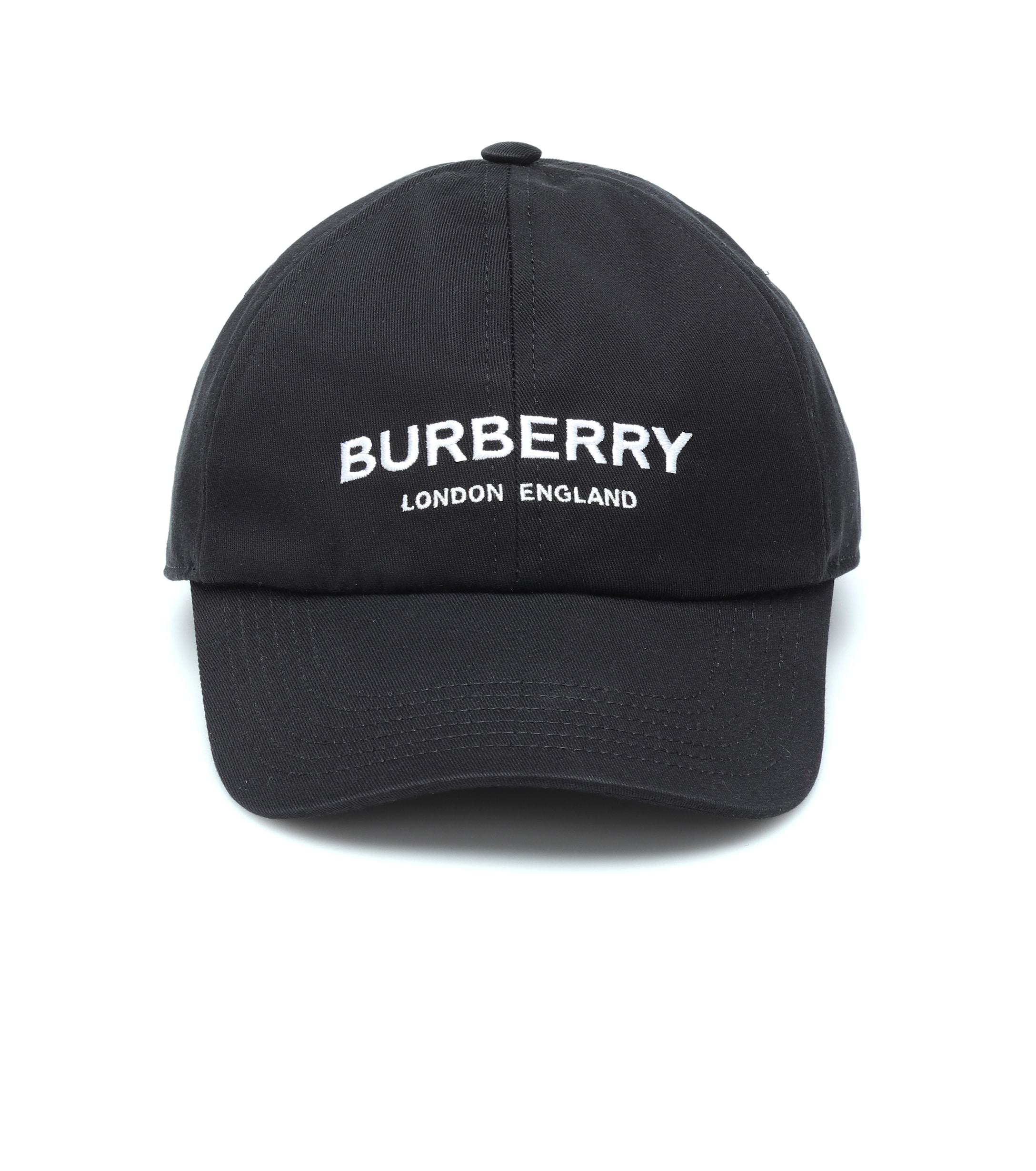 Burberry Embroidered Cotton Baseball Cap In Black - Lyst