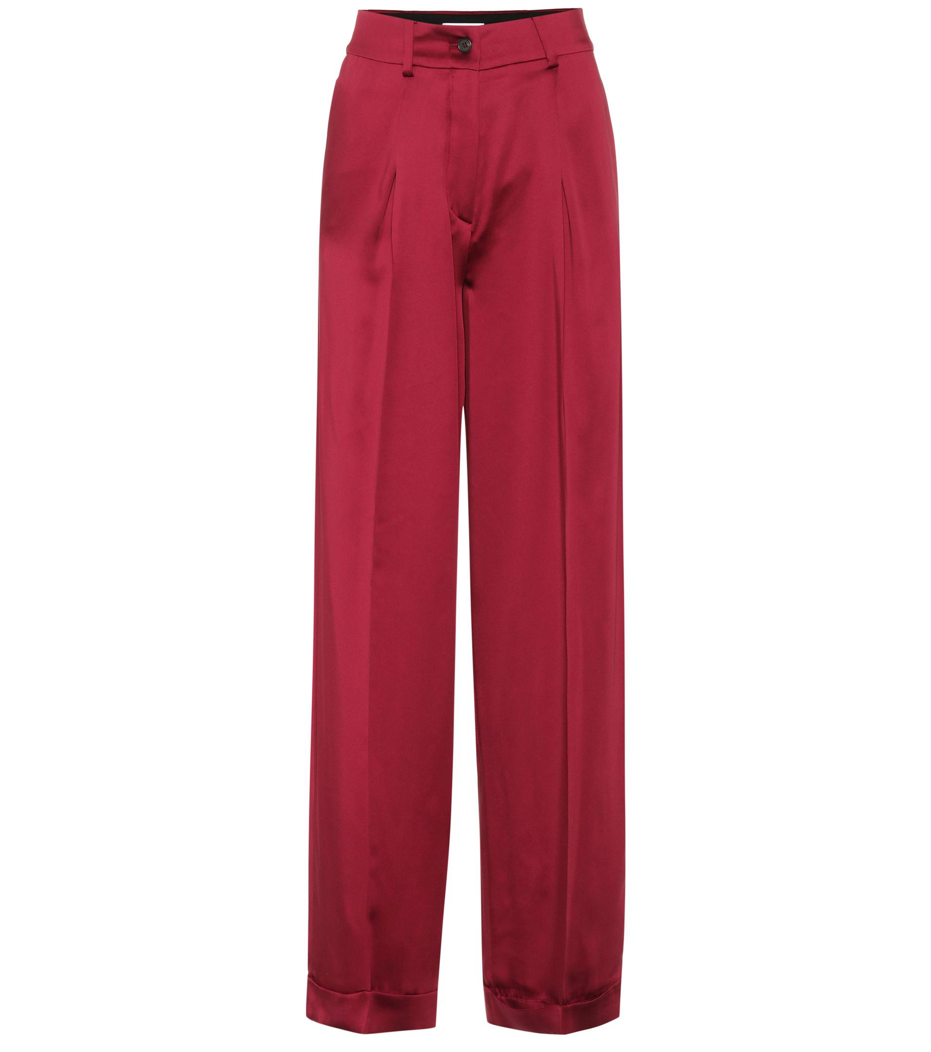 Lyst - Valentino Silk Satin Trousers in Red