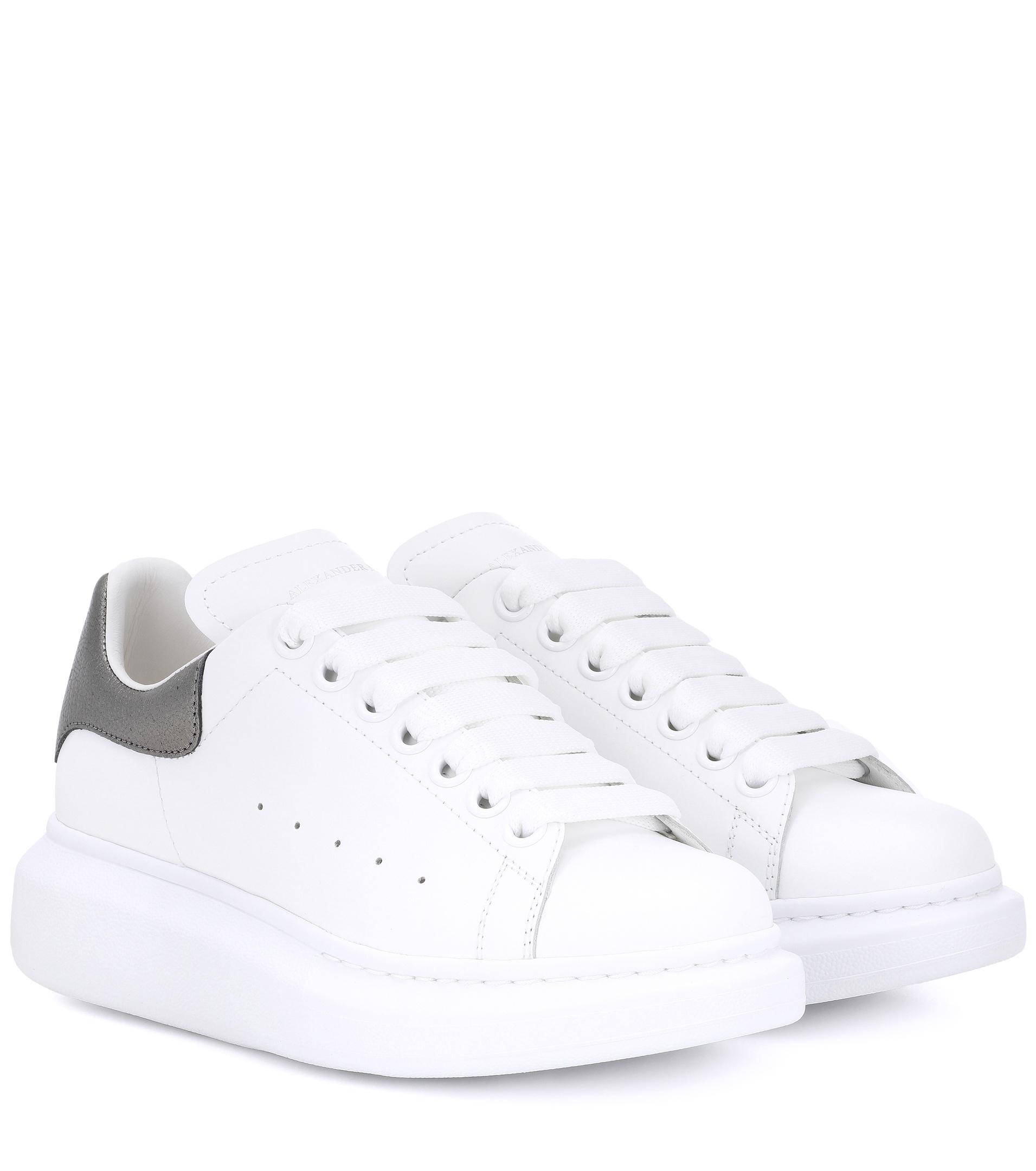 alexander mcqueen white leather court sneakers