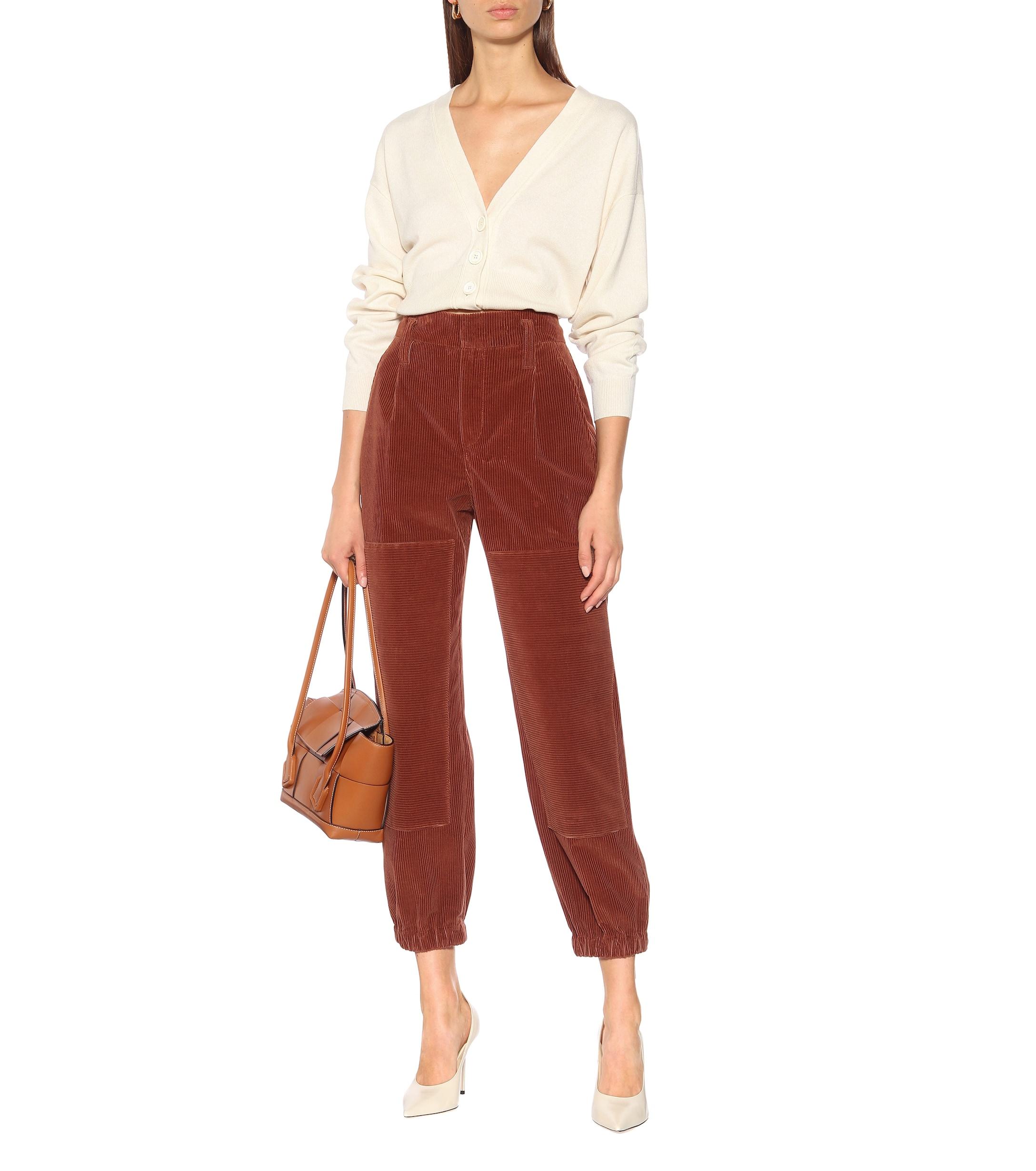 Brunello Cucinelli High-rise Corduroy Pants in Brown - Lyst