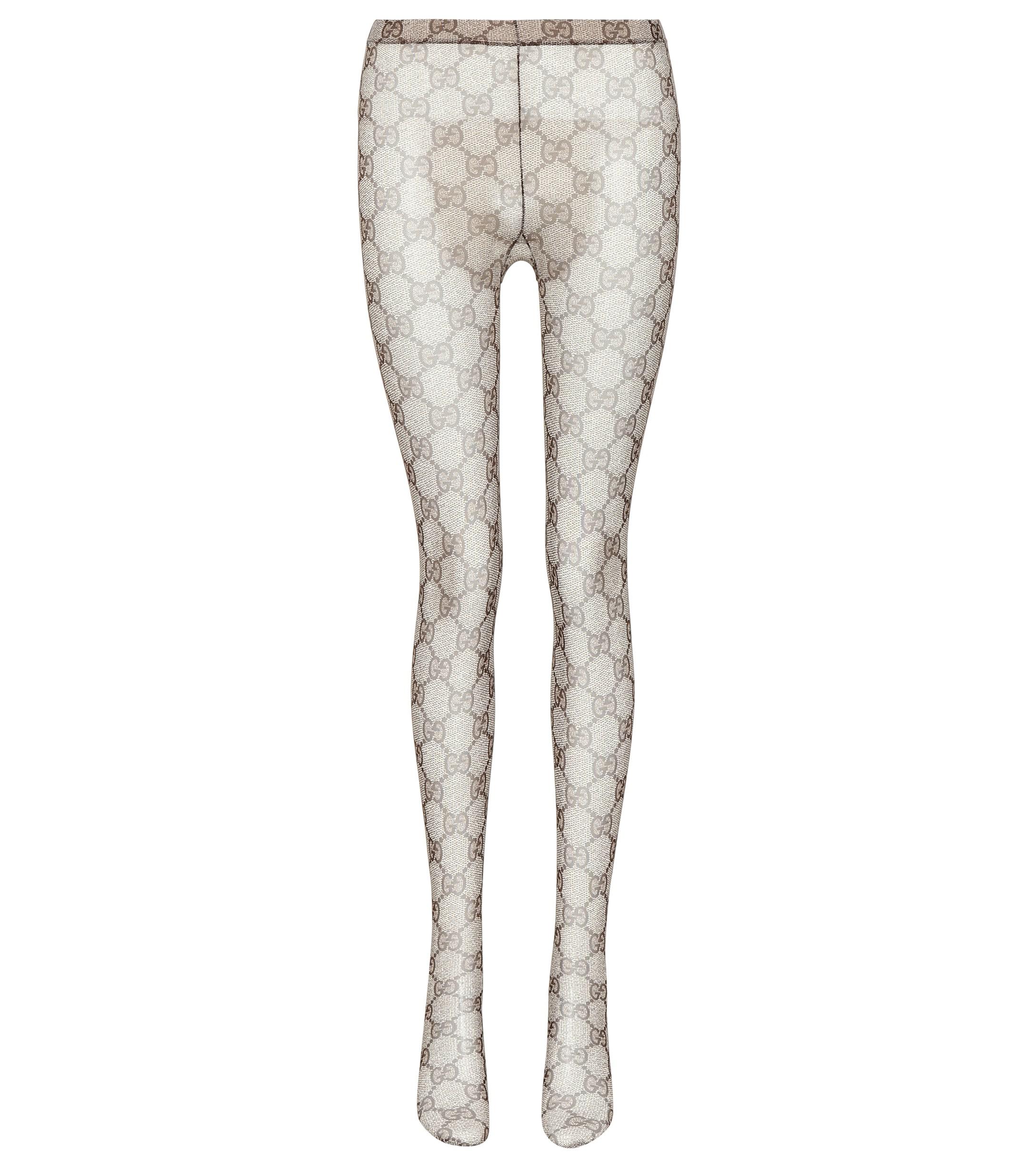 Gucci GG Patterned Tights in Brown - Lyst