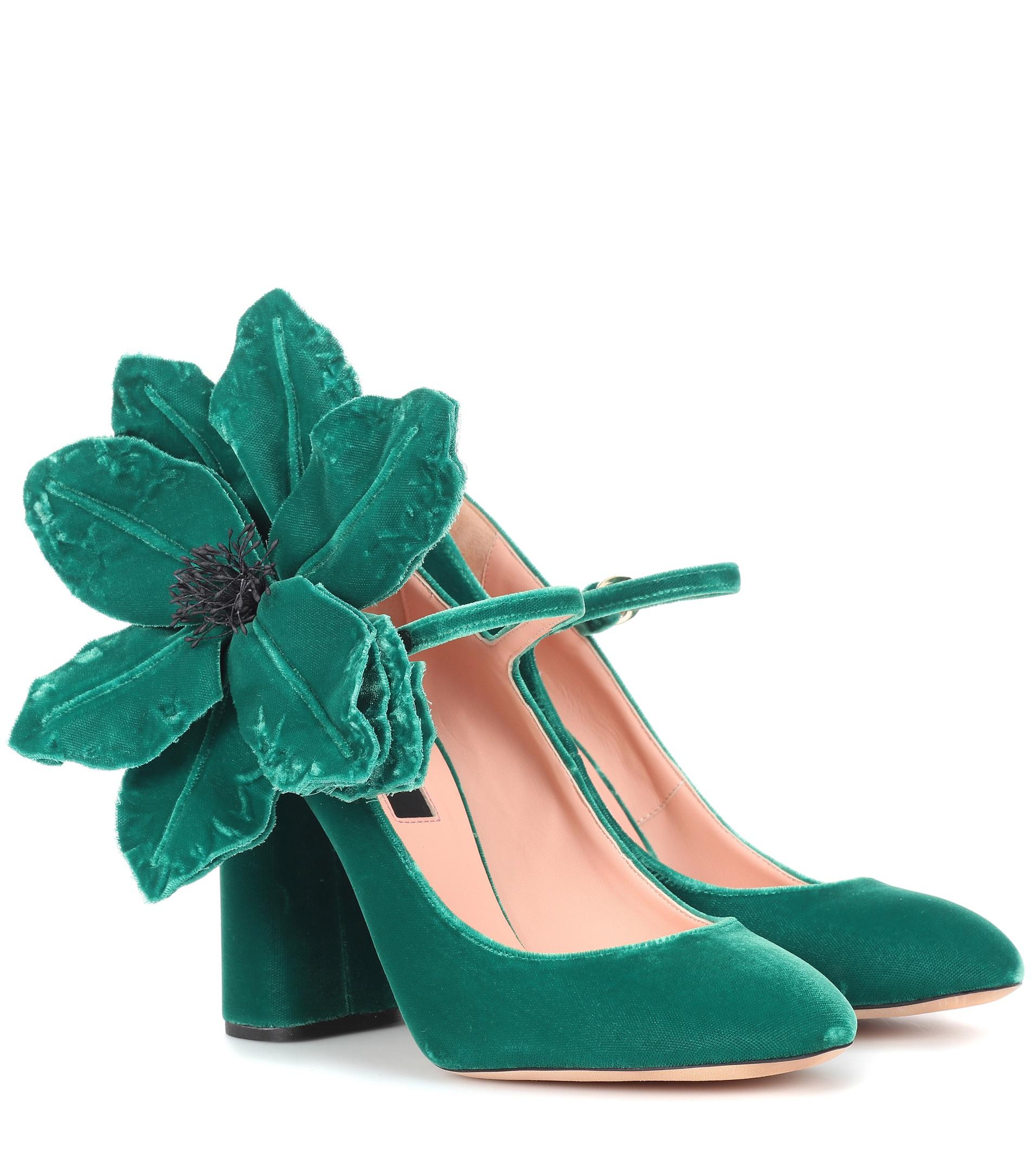 green velvet mary jane shoes