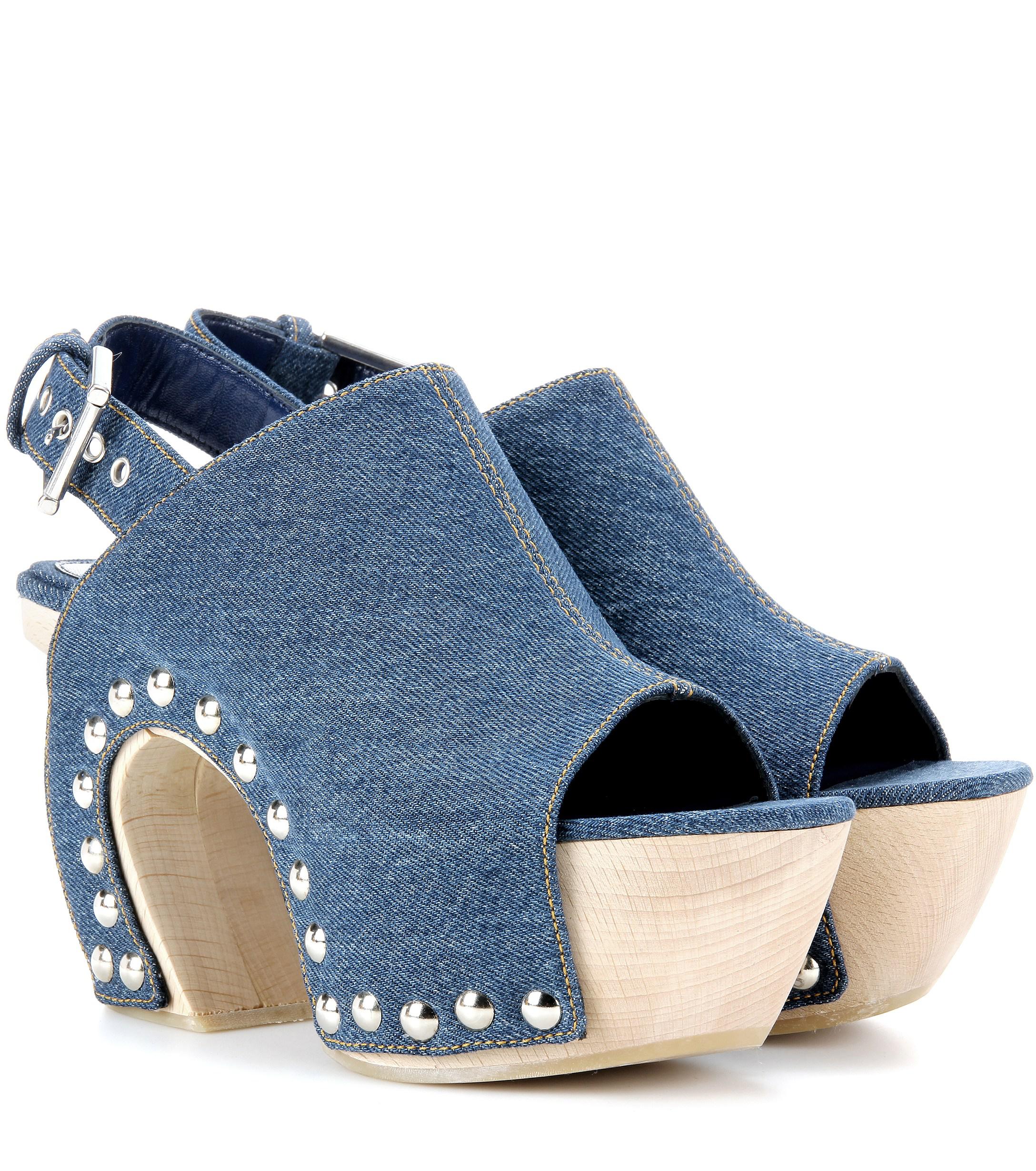 Alexander McQueen Denim Platform Clogs in Blue (Natural) - Lyst