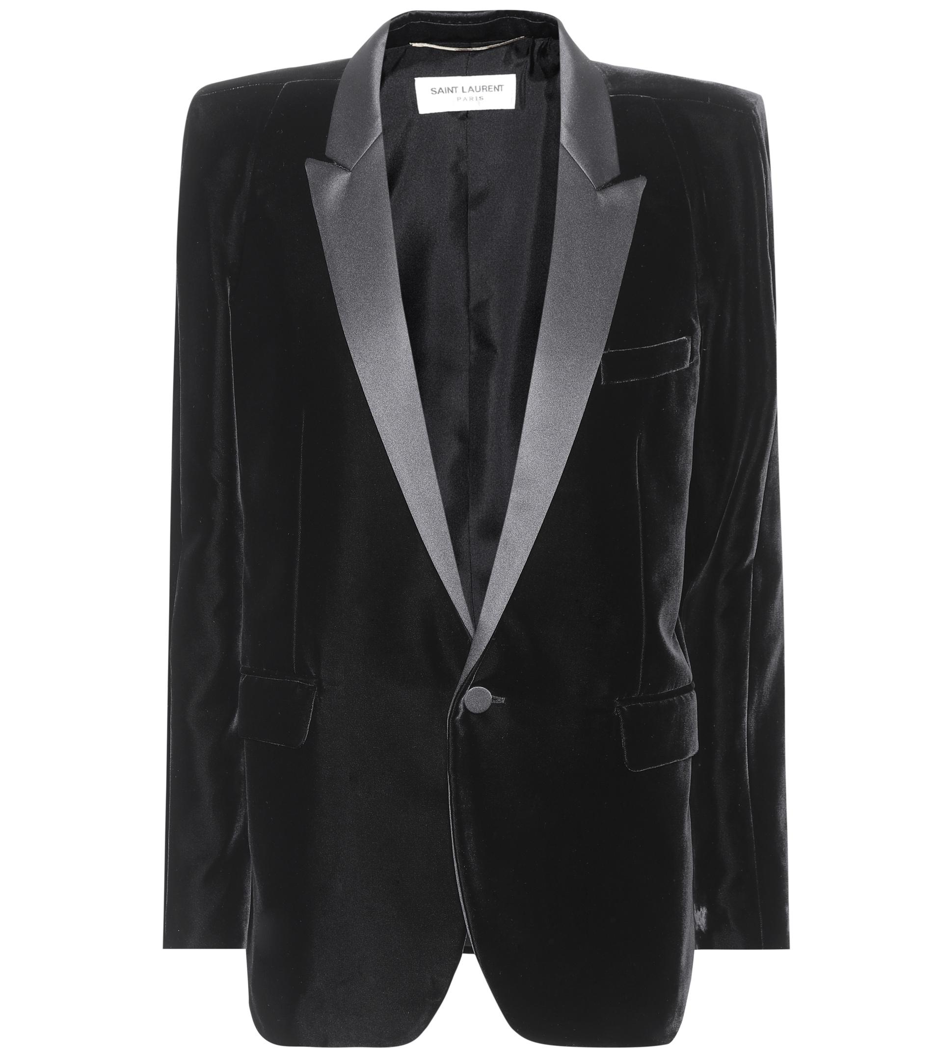 Saint Laurent Velvet Tuxedo Jacket in Black Lyst