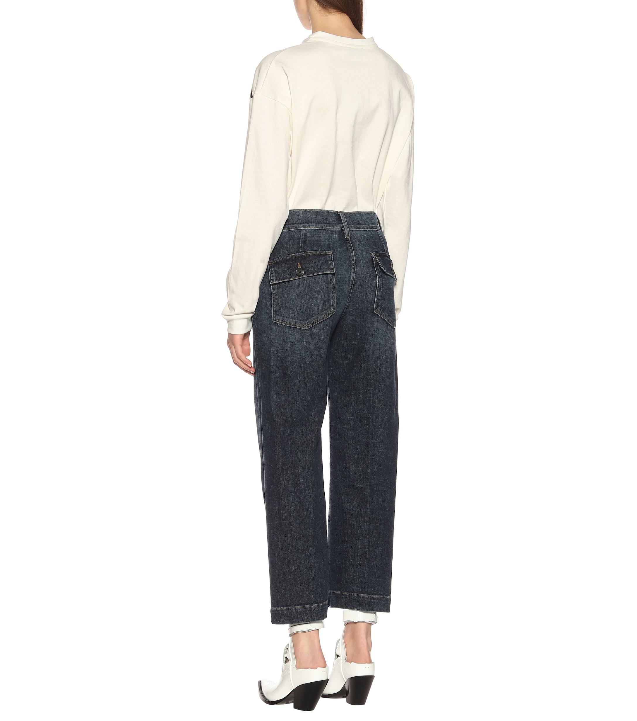 FRAME Wide Lean High-rise Cropped Jeans in Blue - Lyst