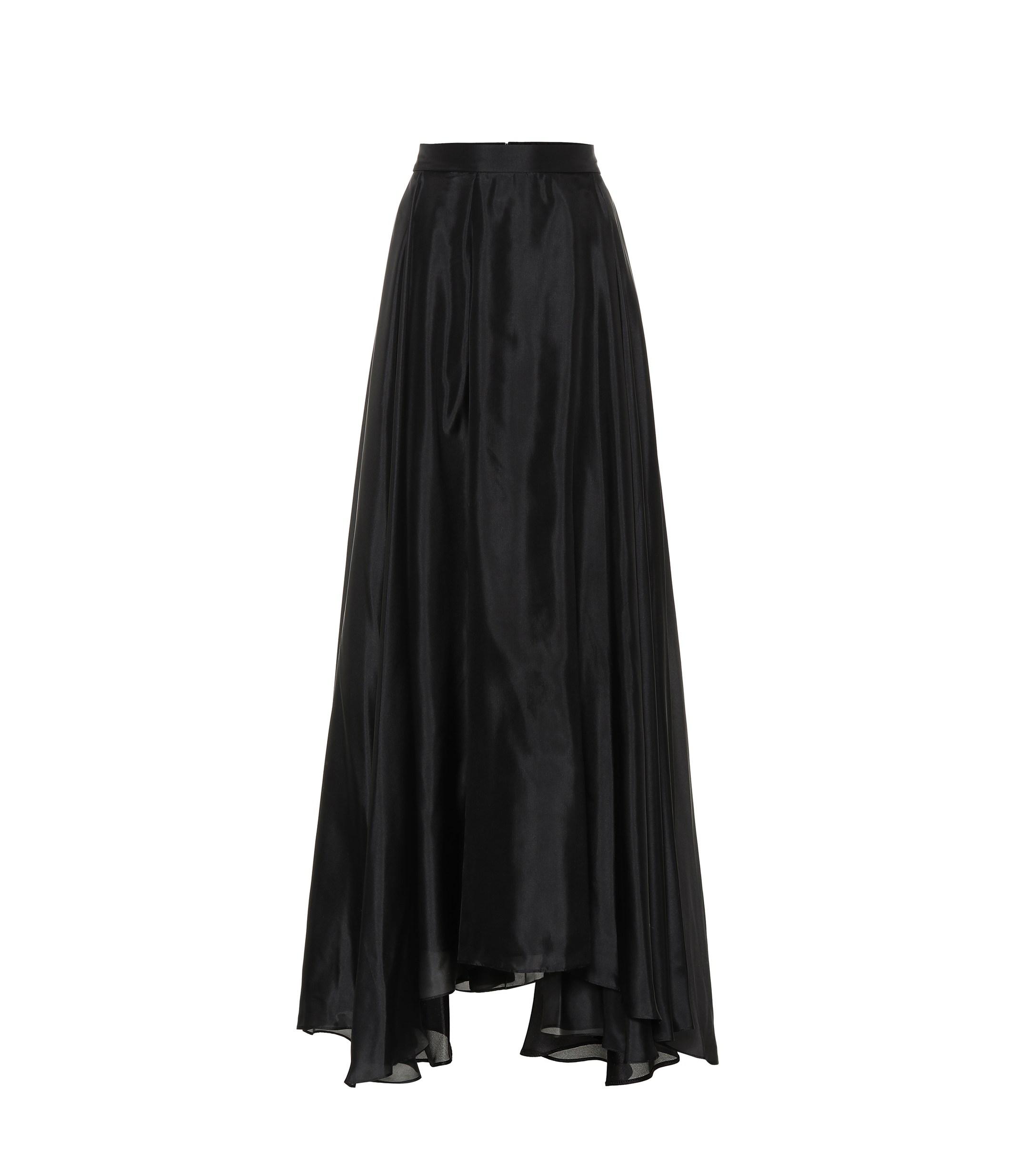 Prada Silk Satin Maxi Skirt in Black - Lyst