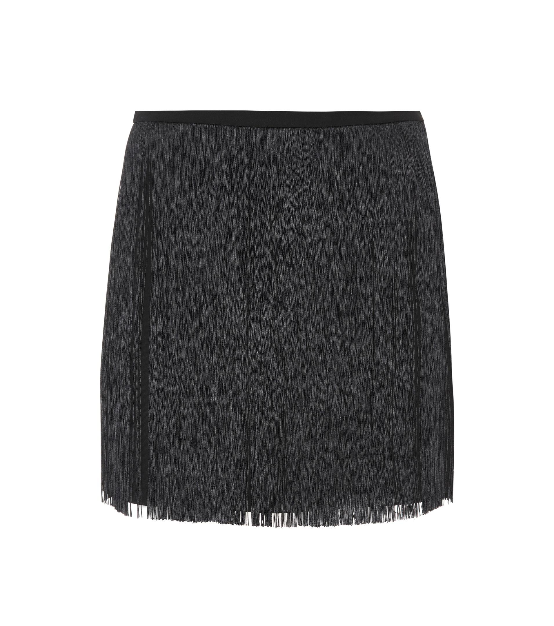 womens black fringed mini skirt