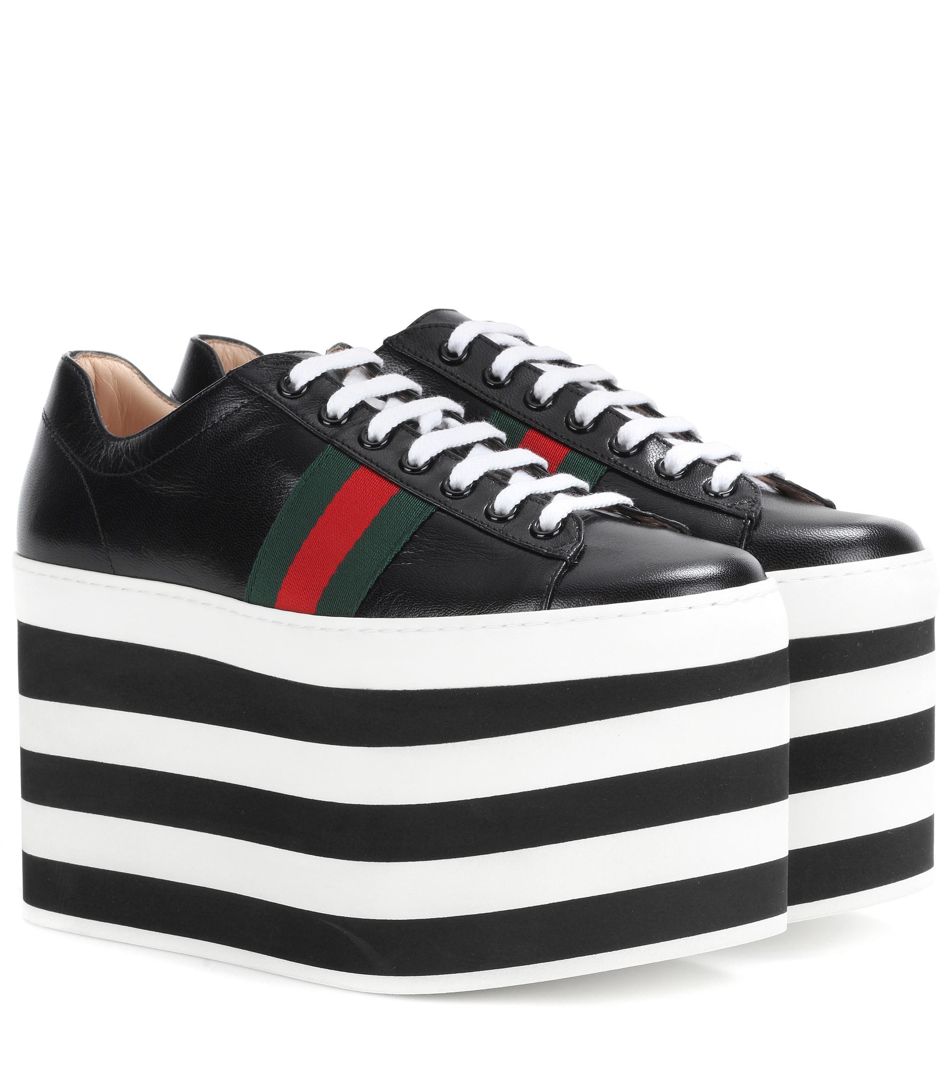 Lyst Gucci Leather Platform Sneakers in Black