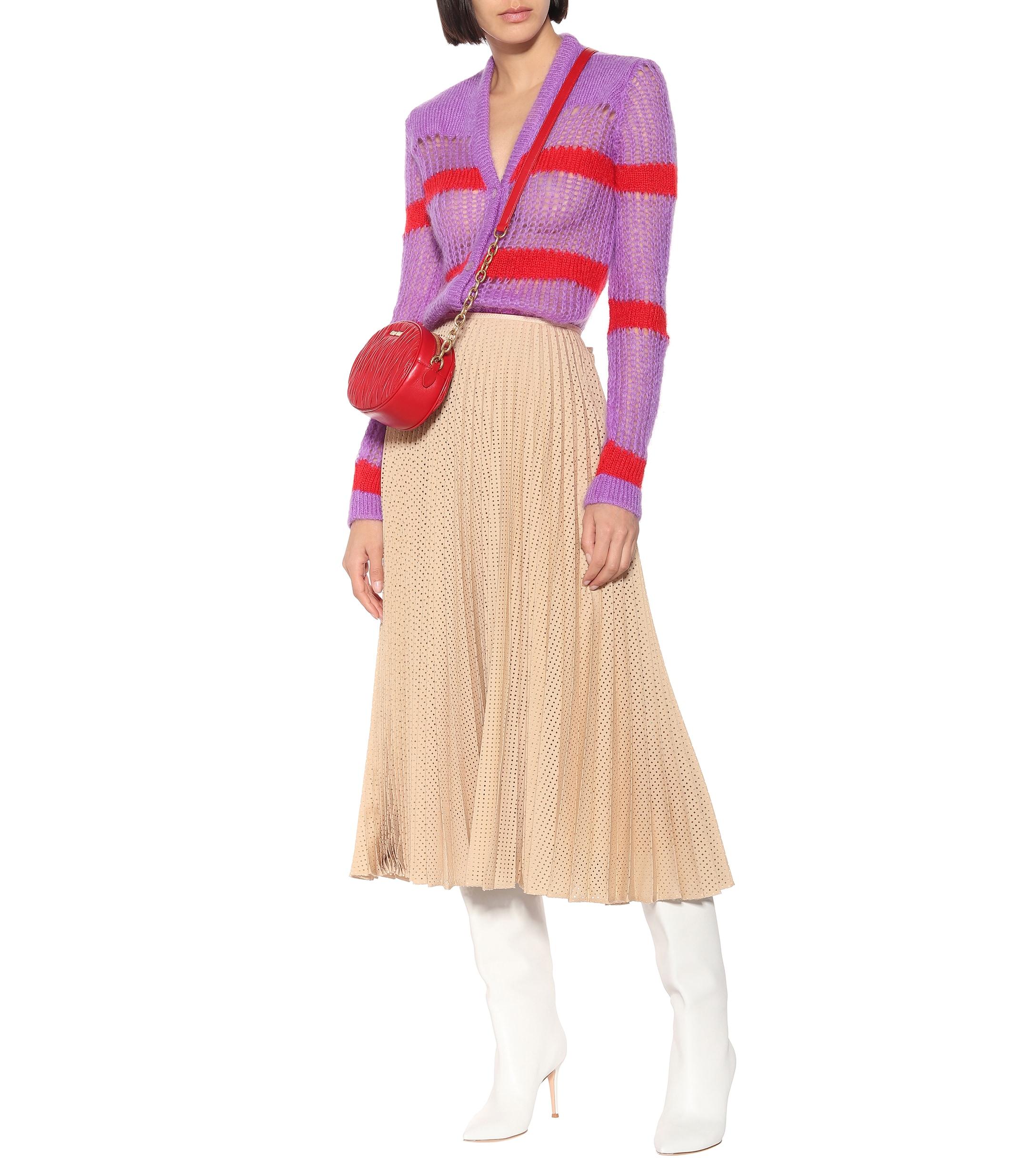 Miu Miu Mohair And Wool-blend Cardigan in Purple - Lyst