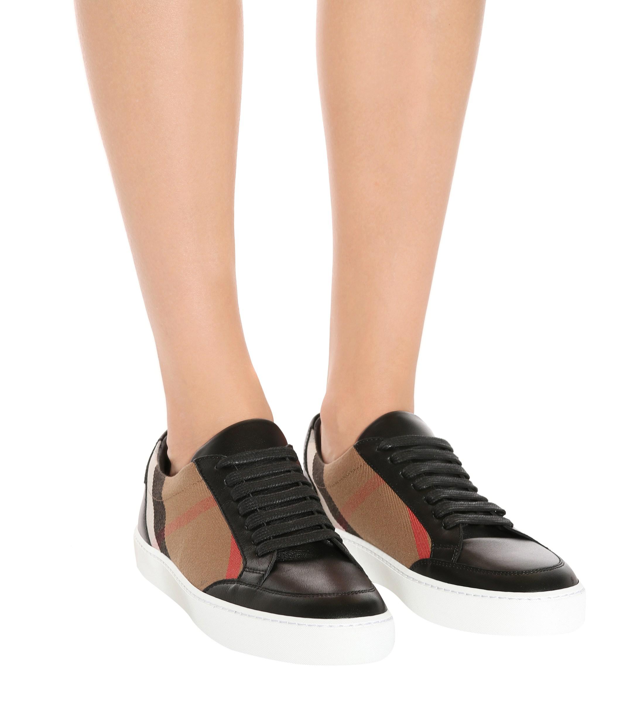 burberry salmond leather and cotton sneakers