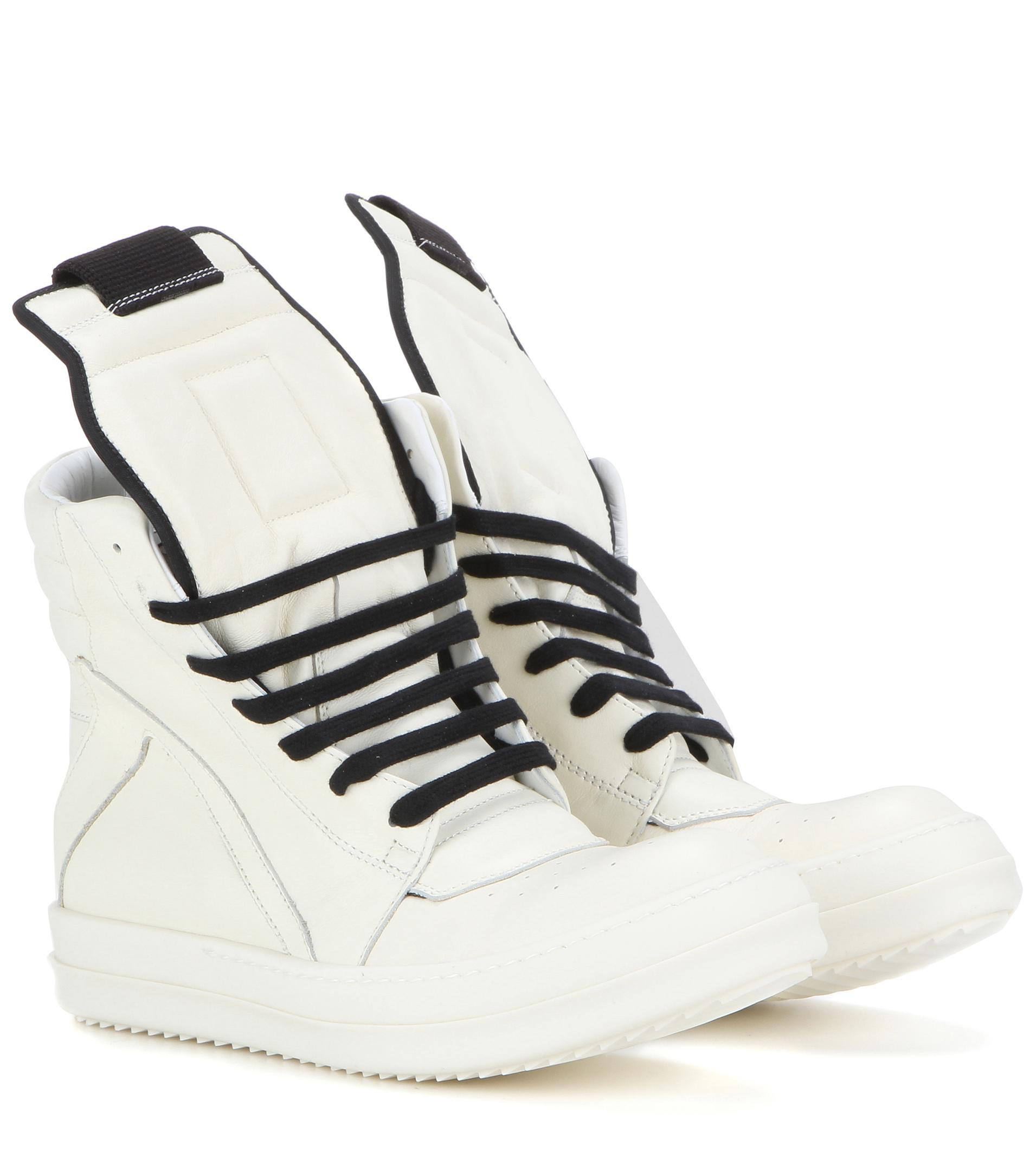 Lyst - Rick Owens Geobasket Leather High-top Sneakers in White - Save 30%