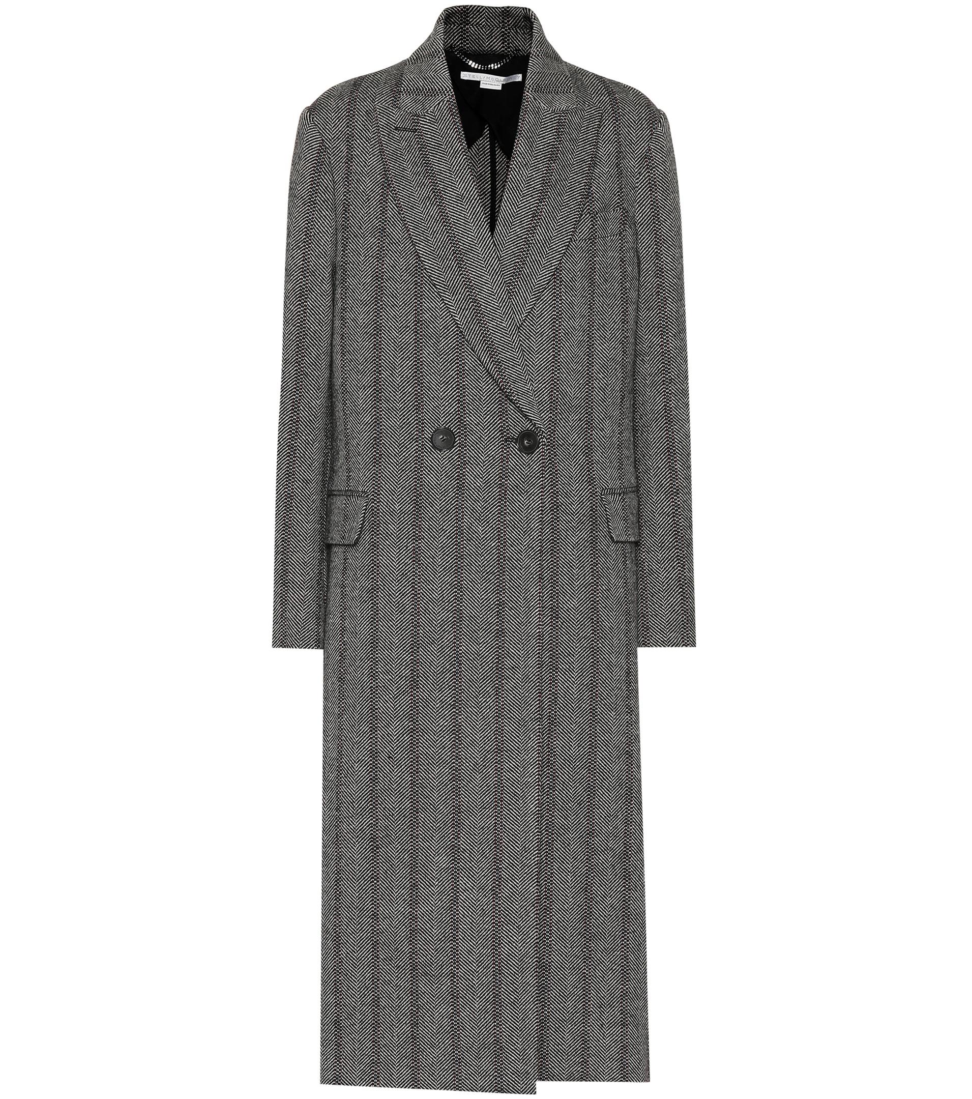 Stella McCartney Wool Katherine Herringbone Coat in Grey (Gray) - Lyst