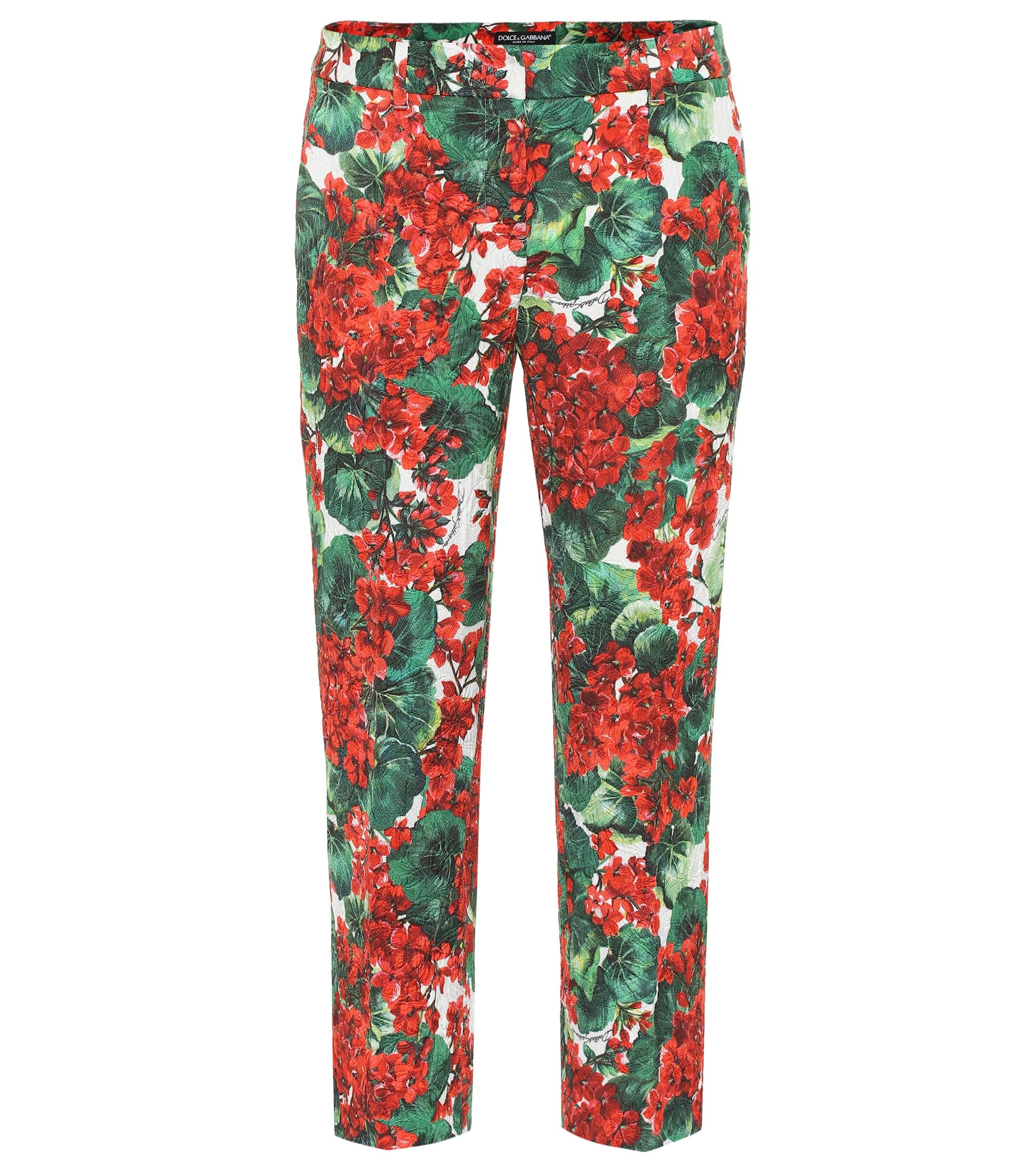 Dolce & Gabbana Cropped Low-rise Straight Pants in Red - Lyst
