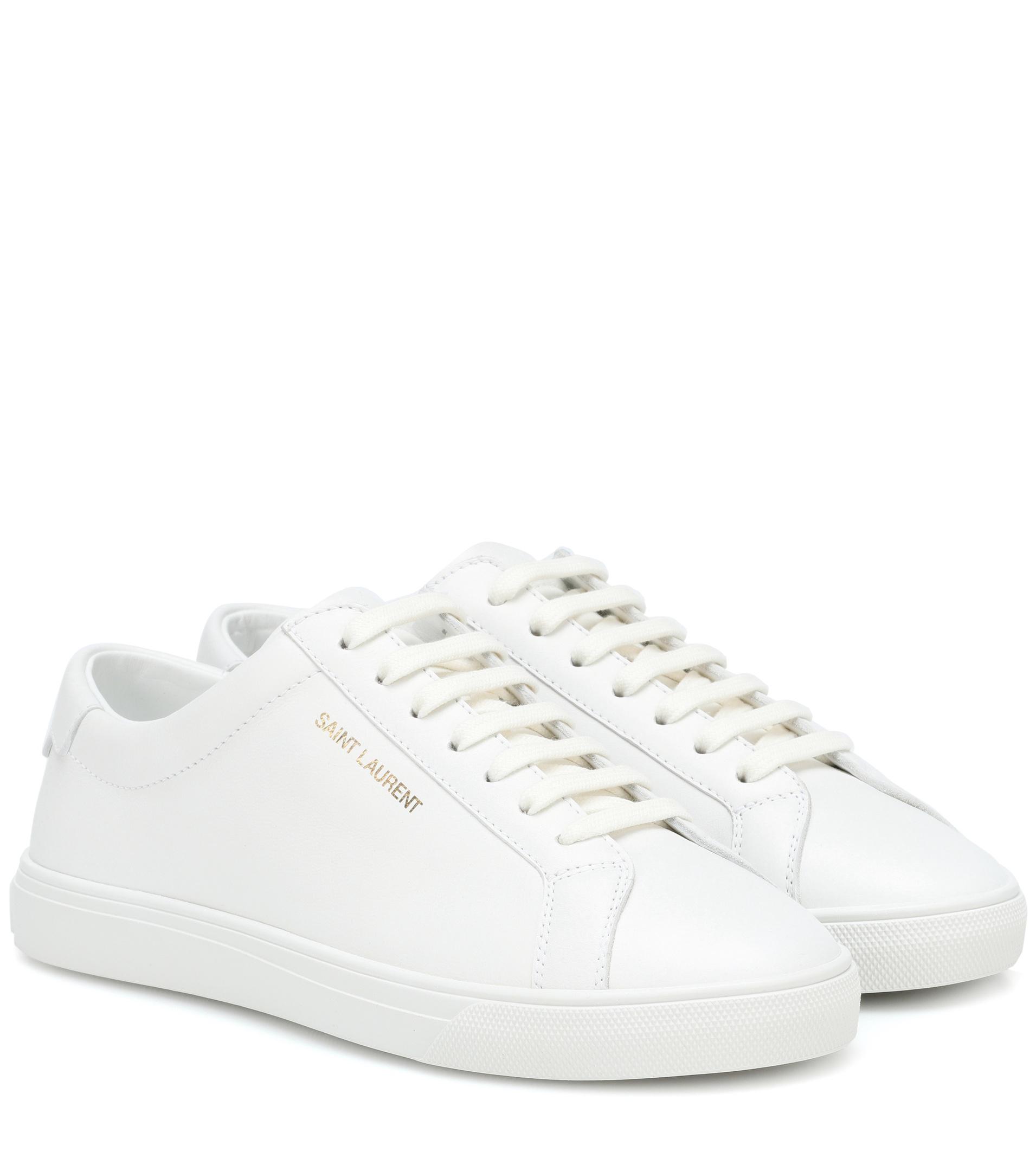 Saint Laurent Andy Leather Sneakers in White - Lyst