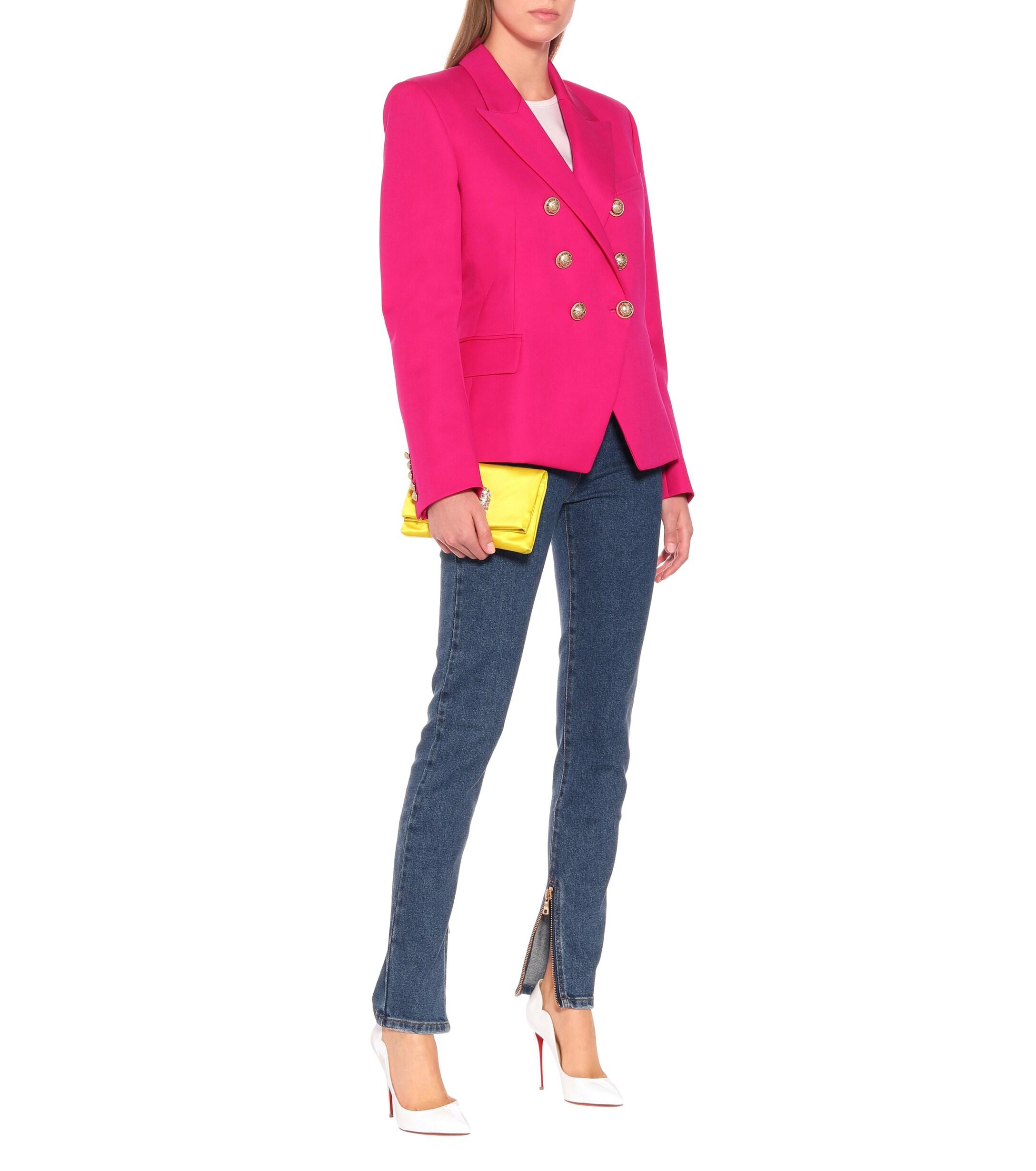 balmain hot pink blazer