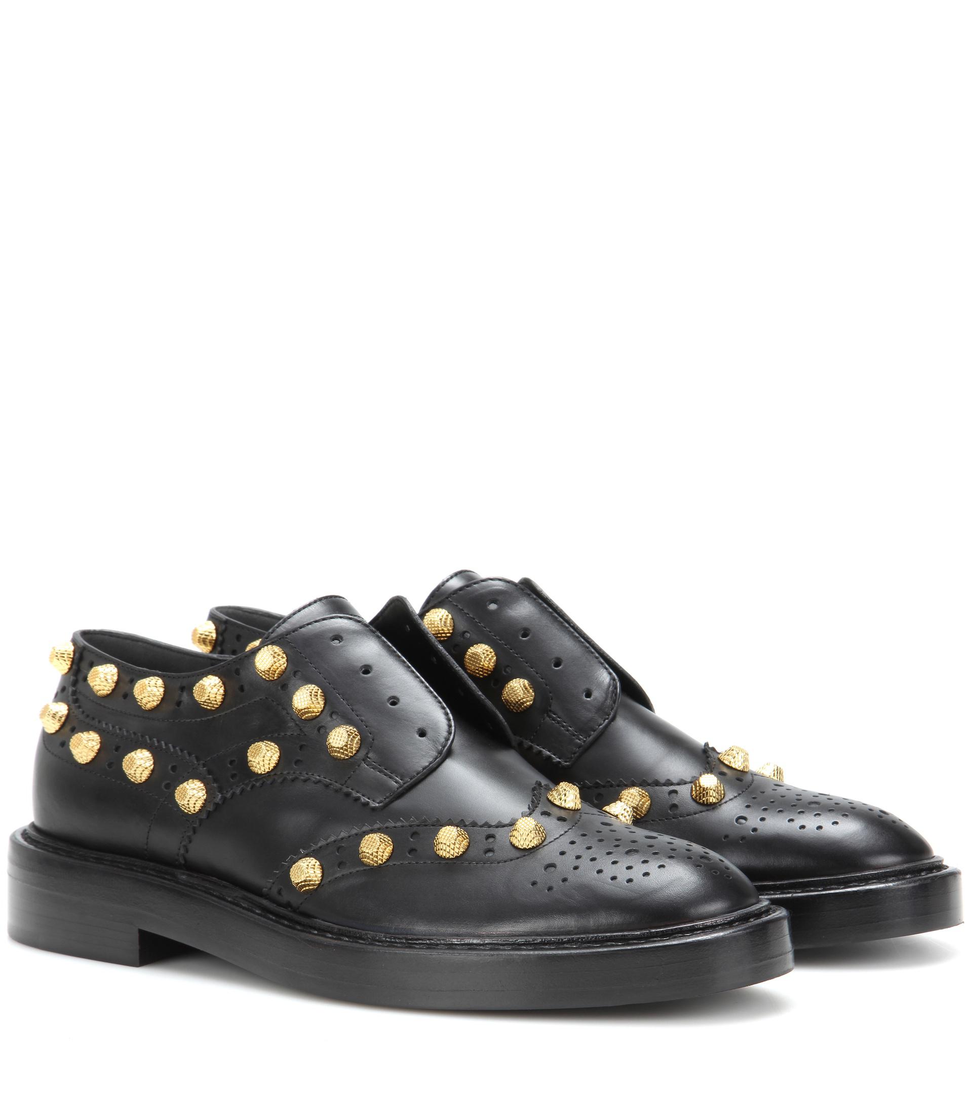 Lyst - Balenciaga Studded Leather Derby Shoes in Black