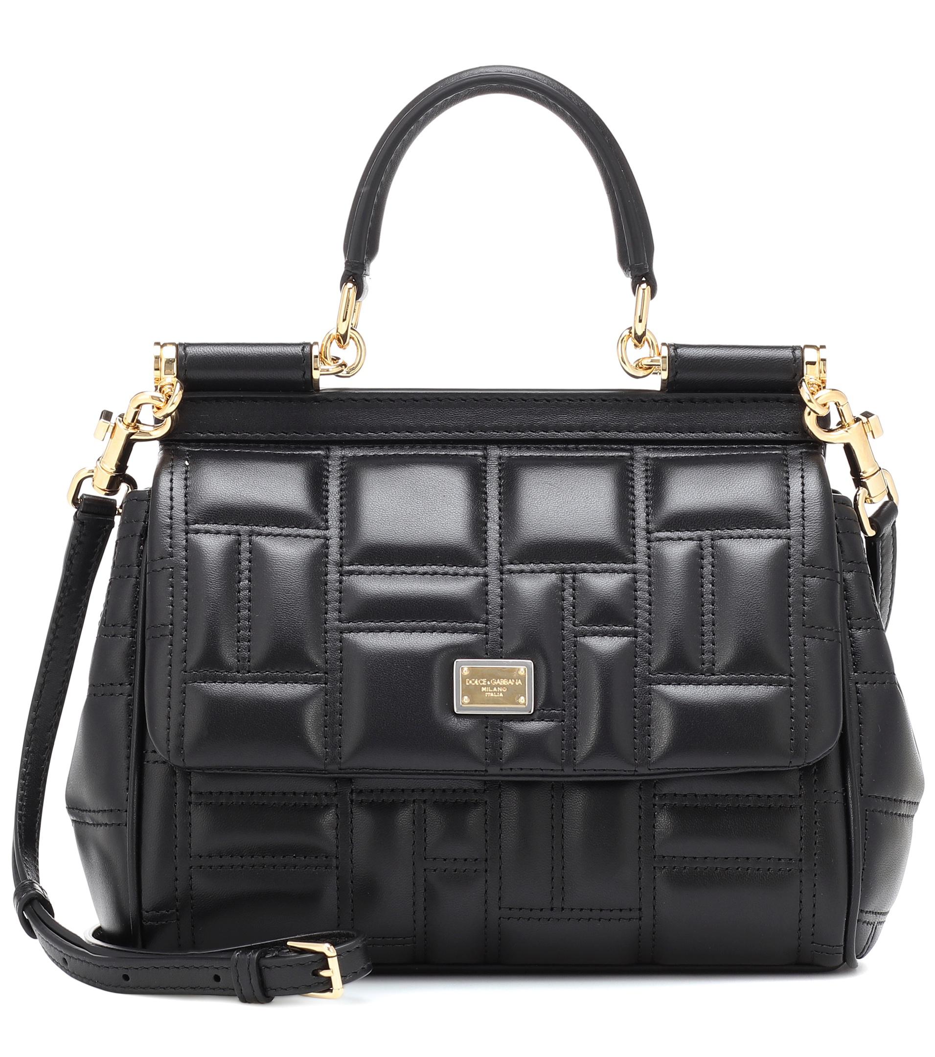 Lyst - Dolce & Gabbana Sicily Small Leather Shoulder Bag in Black