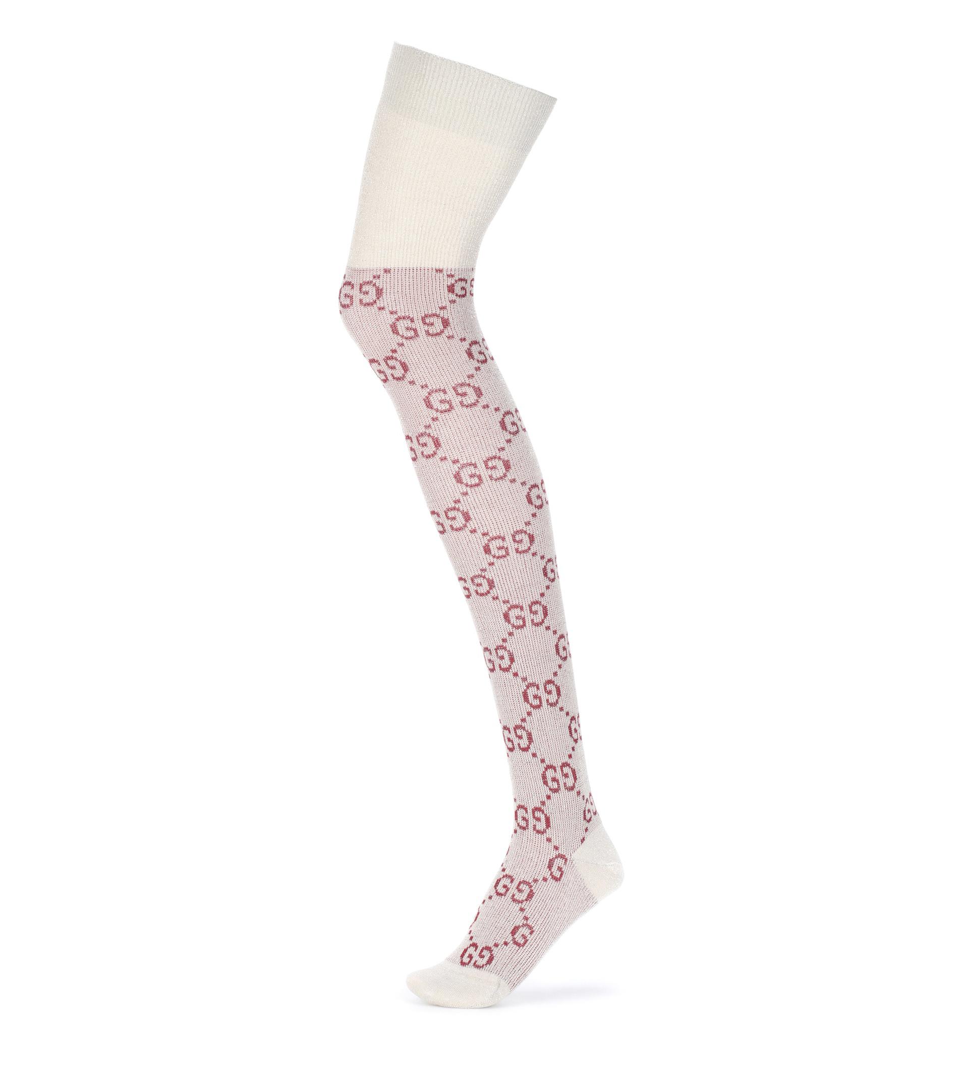 Lyst Gucci Gg Kneehigh Socks in Pink
