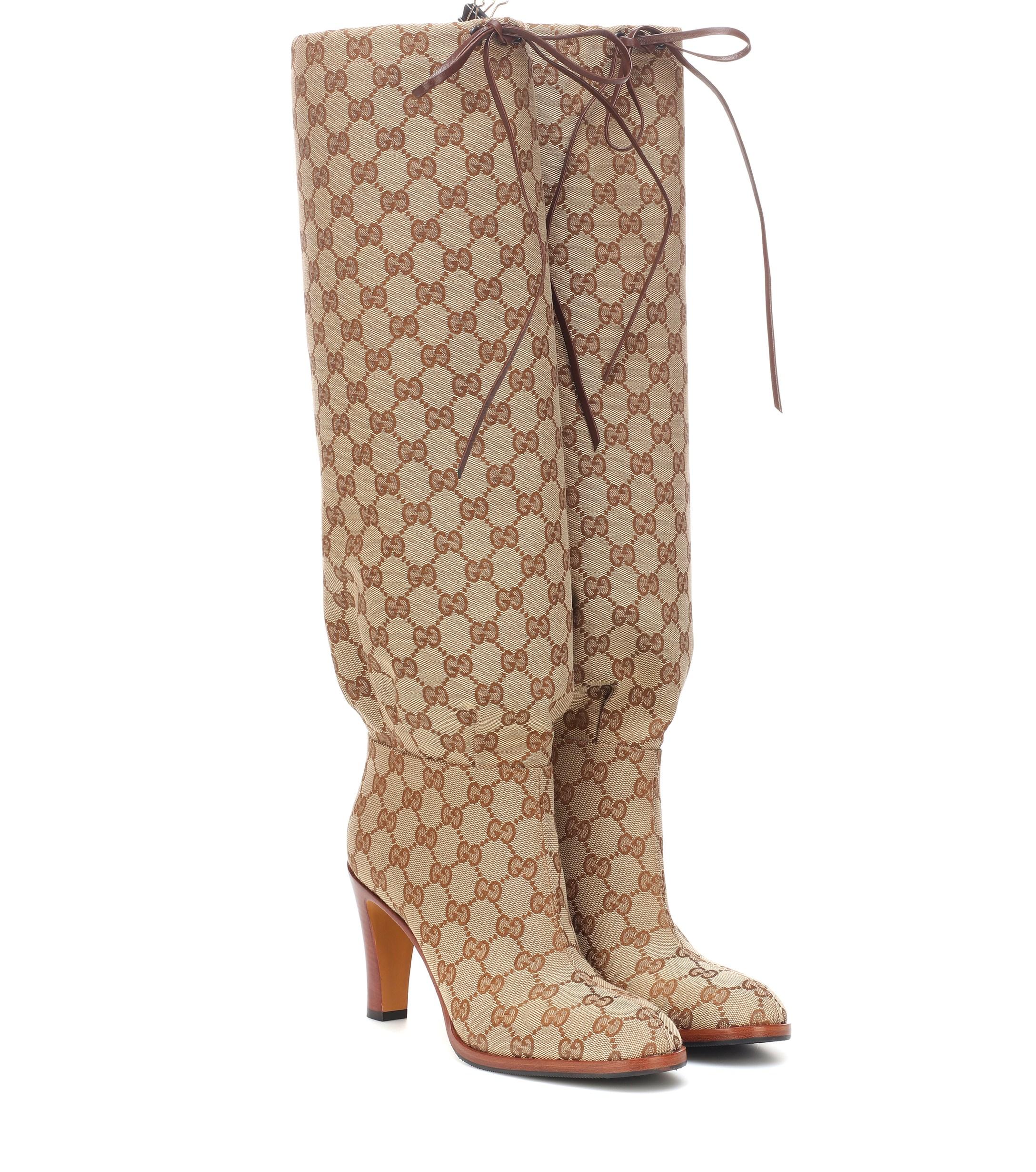 Lyst - Gucci GG Canvas Knee-high Boots