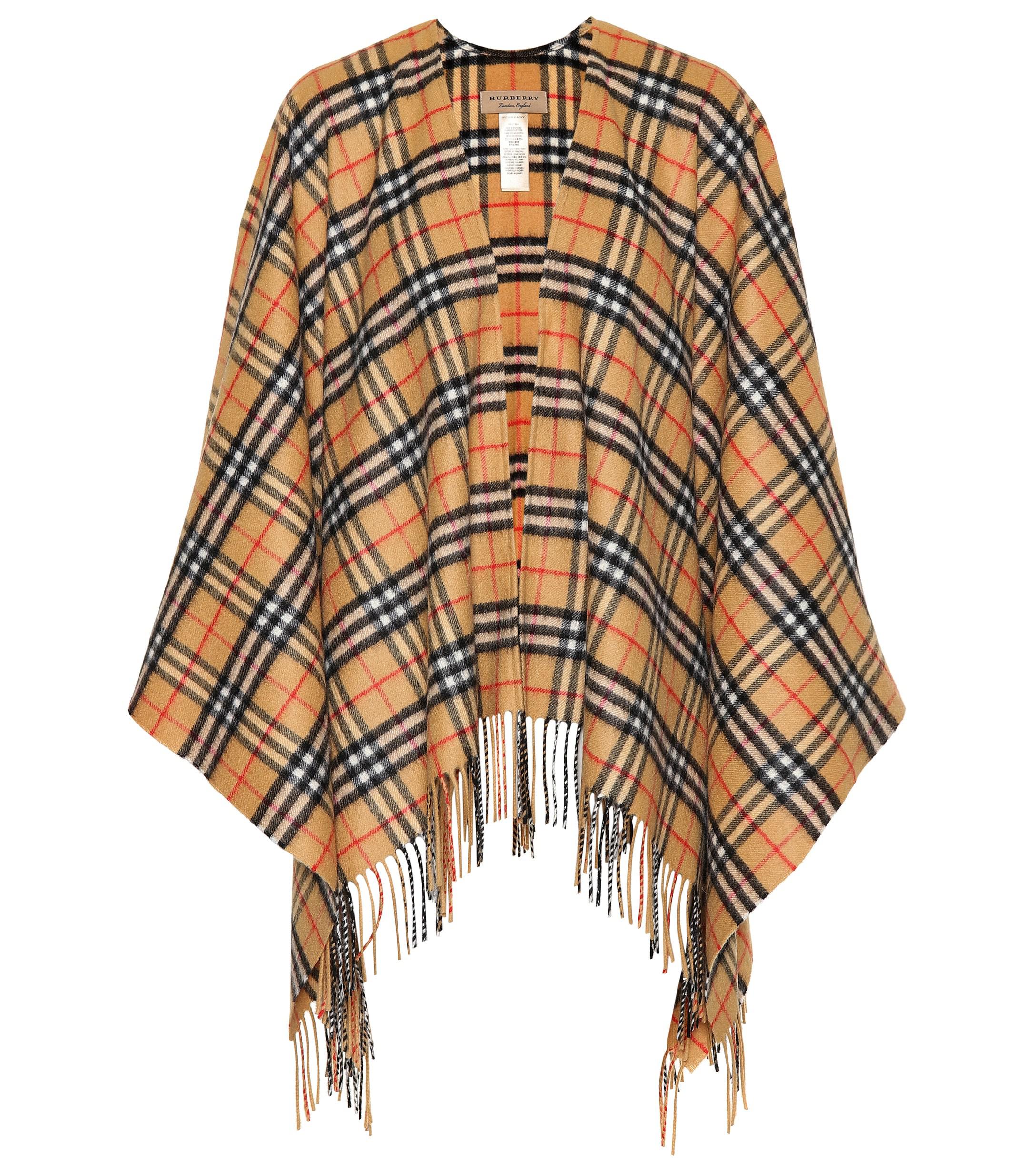Lyst - Burberry Vintage Check Cashmere And Wool Poncho