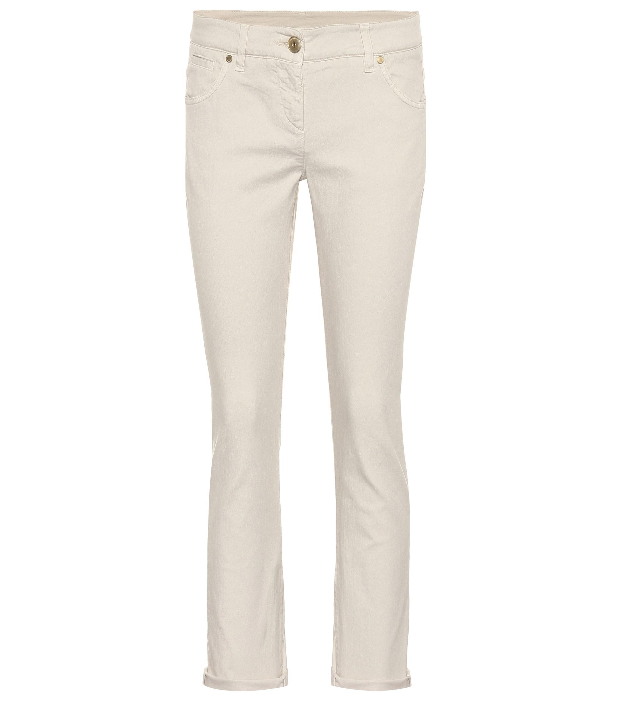 Lyst - Brunello Cucinelli Mid-rise Straight Jeans in White