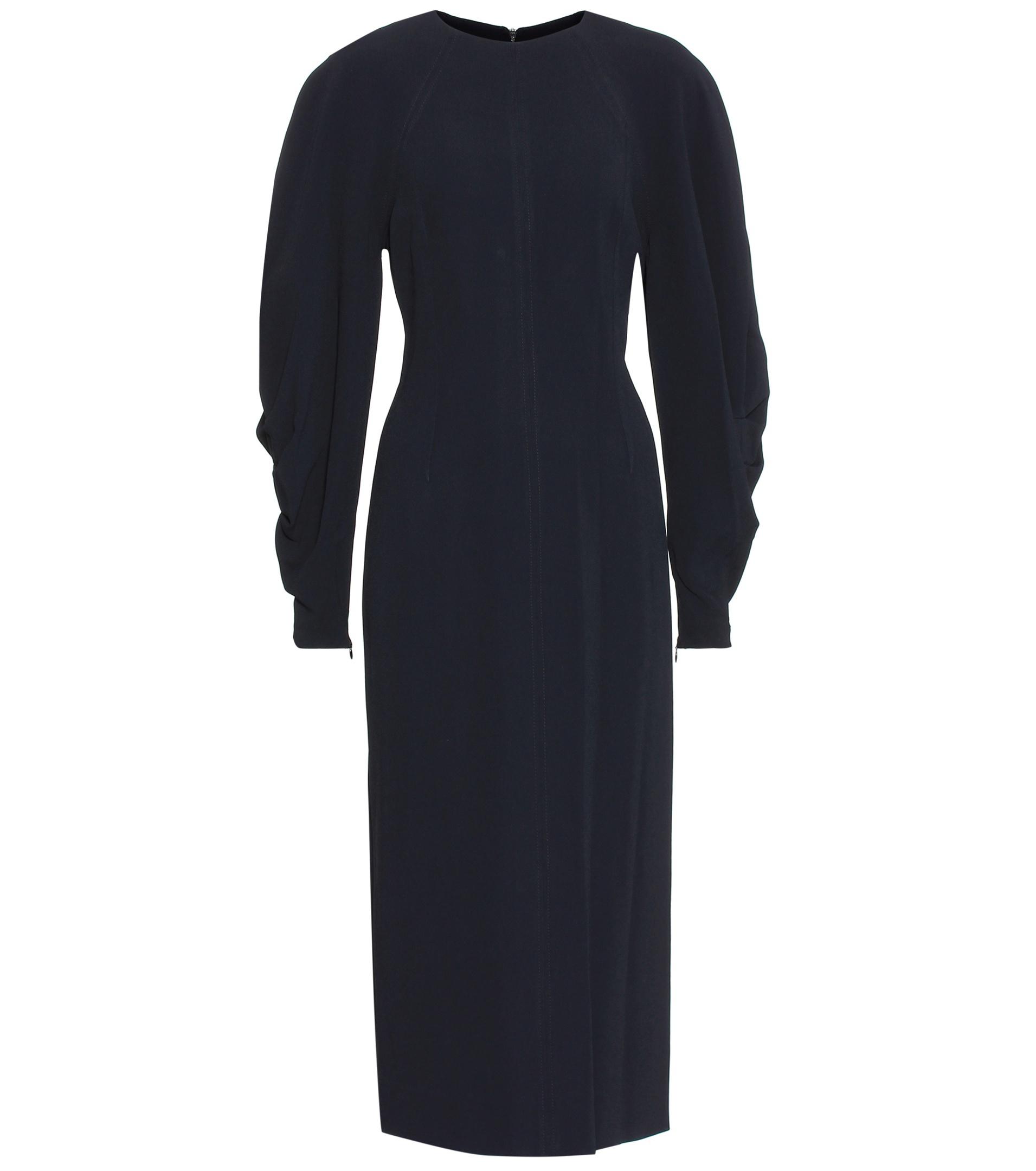 Lyst - Victoria Beckham Crêpe Long-sleeved Dress in Black