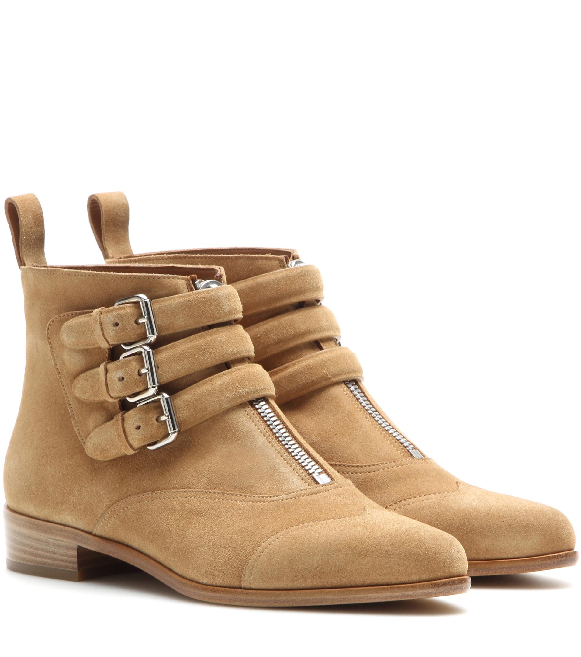 Lyst Tabitha Simmons TripleBuckled Suede Ankle Boots in