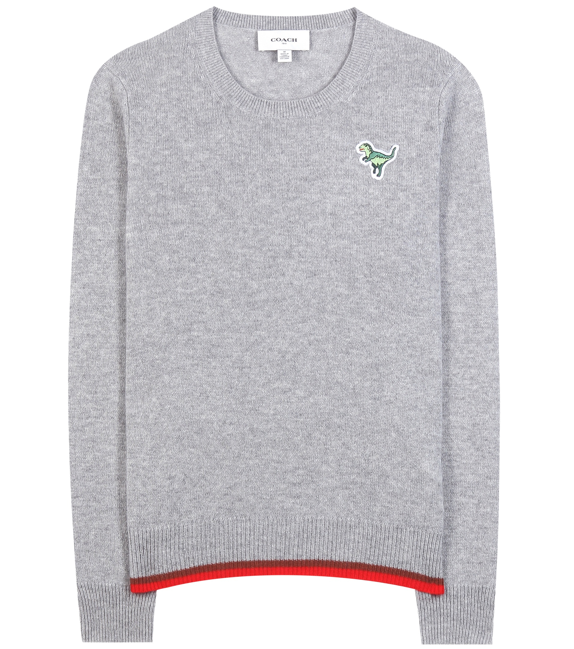 Lyst - COACH Cashmere Sweater With Embroidered Appliqué in Gray