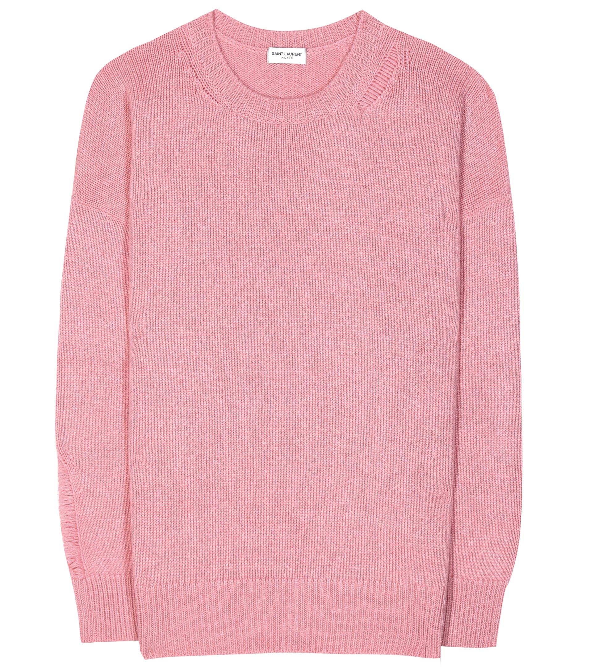 Lyst - Saint Laurent Cashmere Sweater in Pink