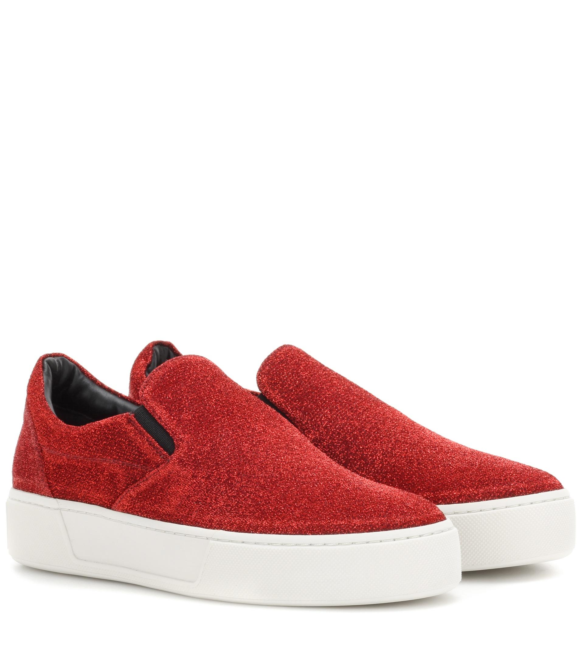 Lyst - Balenciaga Glitter Slip-on Sneakers in Red