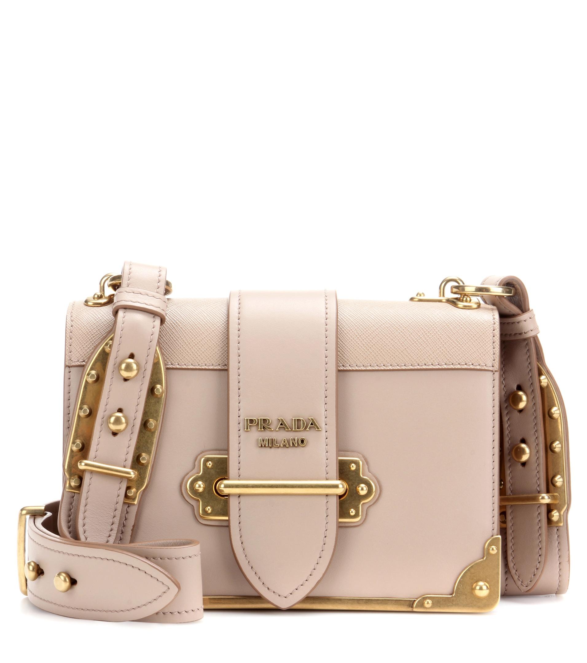 Lyst - Prada Cahier Leather Shoulder Bag in Natural